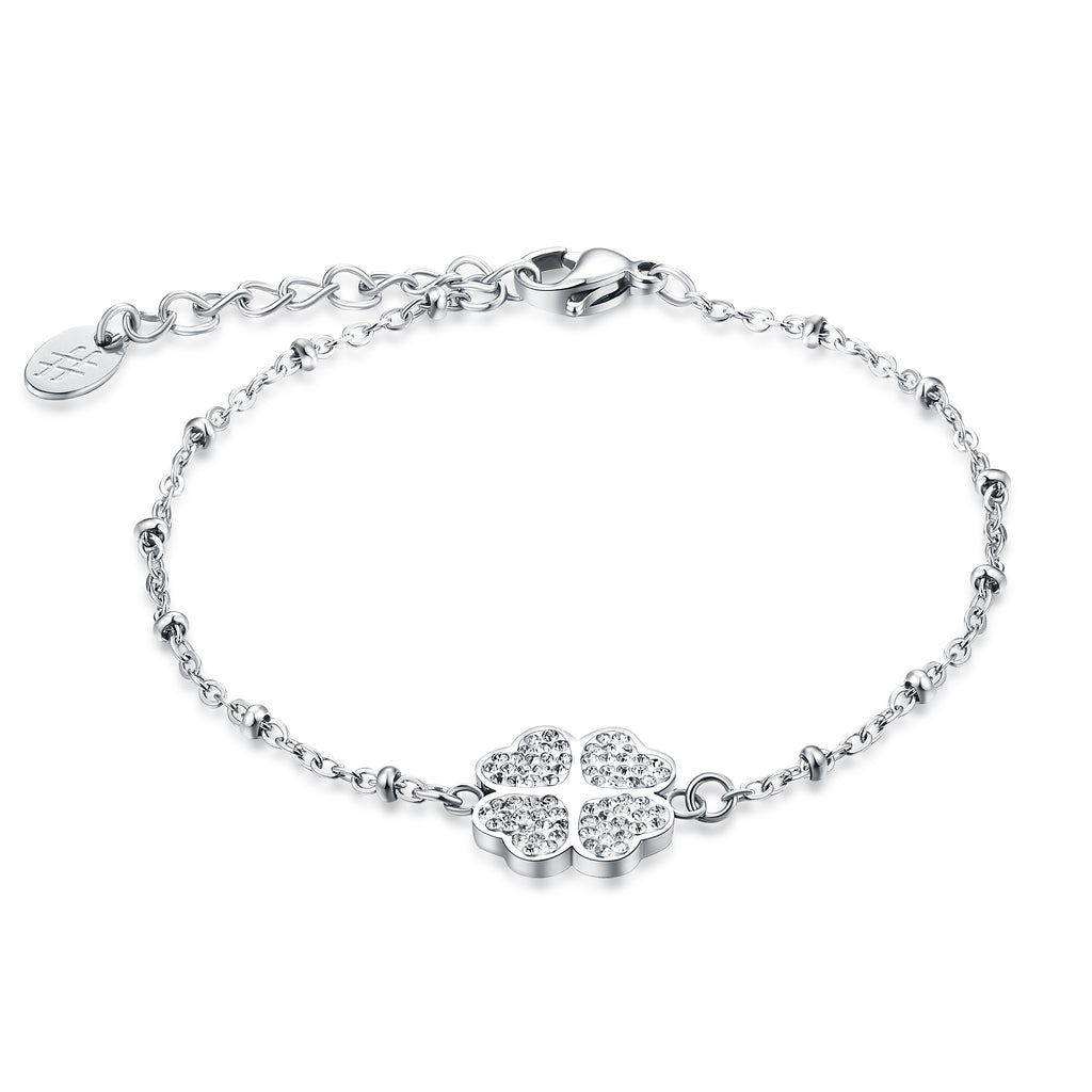 Bracciale Quadrifoglio Cristalli in acciaio inox Shine - Brand Gioielli