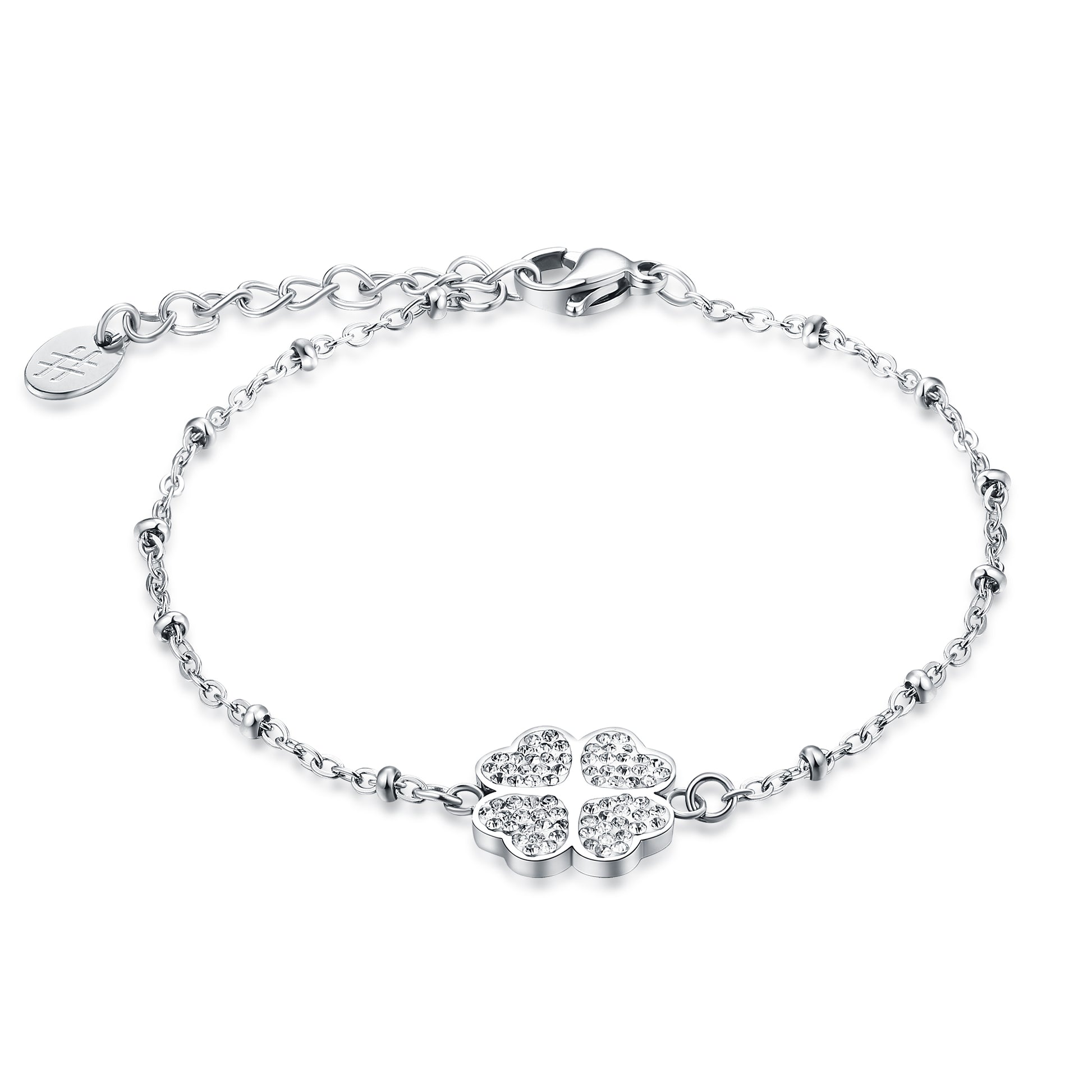 Bracciale Quadrifoglio Cristalli in acciaio inox Shine - Brand Gioielli