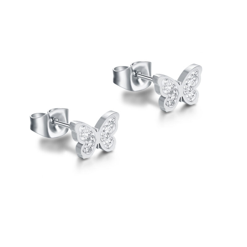 Orecchini Farfalla Cristalli in acciaio inox Shine - Brand Gioielli