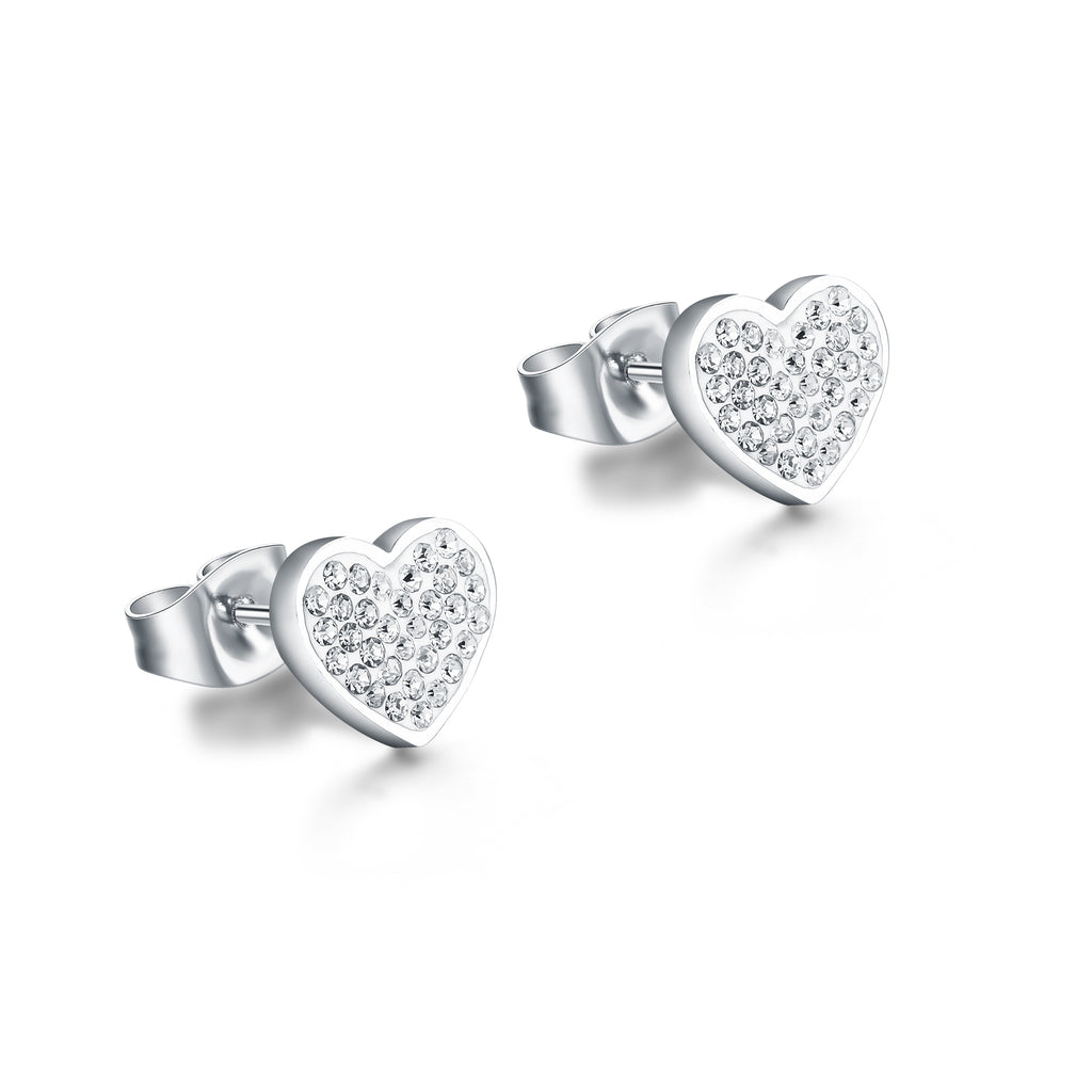 Orecchini Cuore Cristalli in acciaio inox Shine - Brand Gioielli