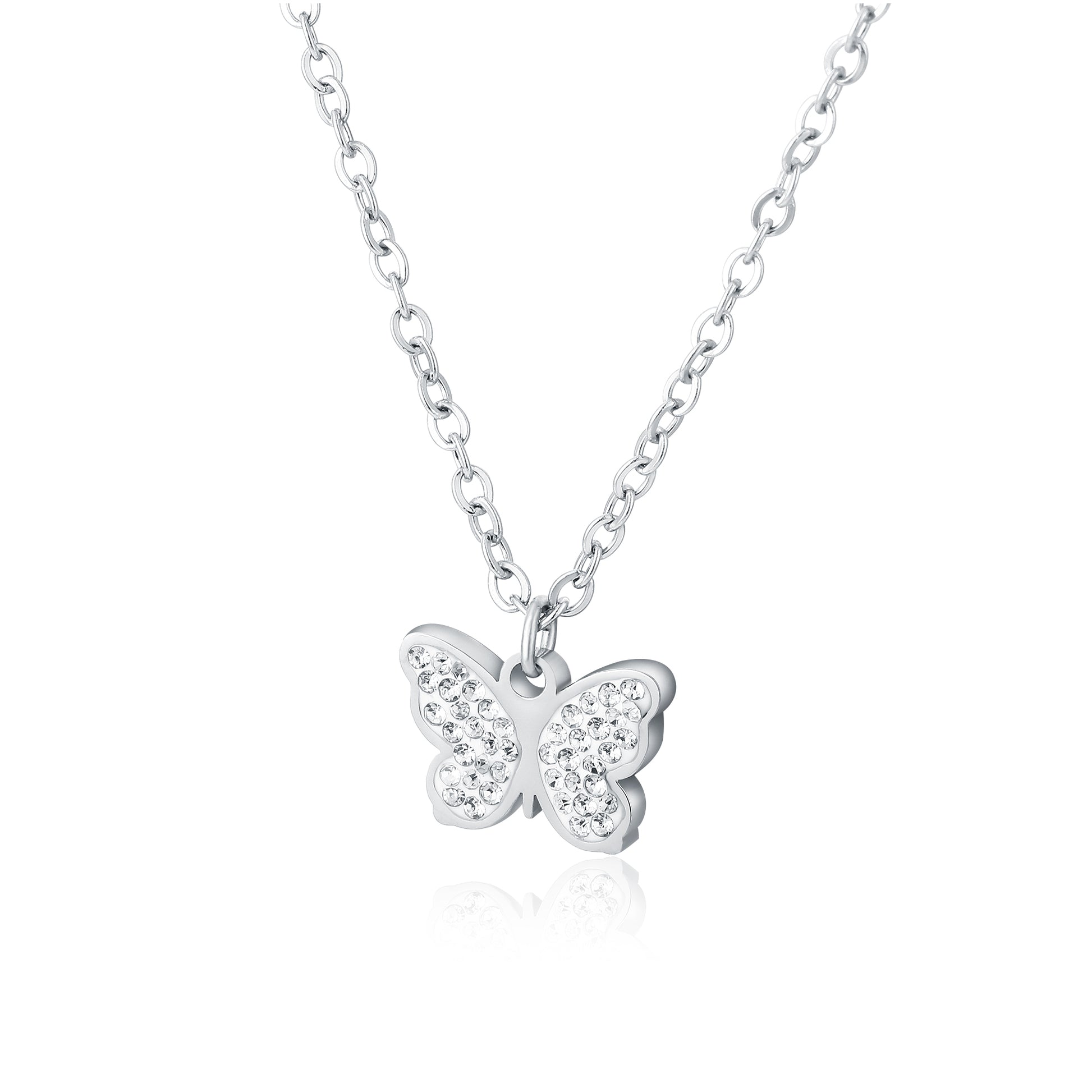 Collana Farfalla Cristalli in acciaio inox Shine - Brand Gioielli