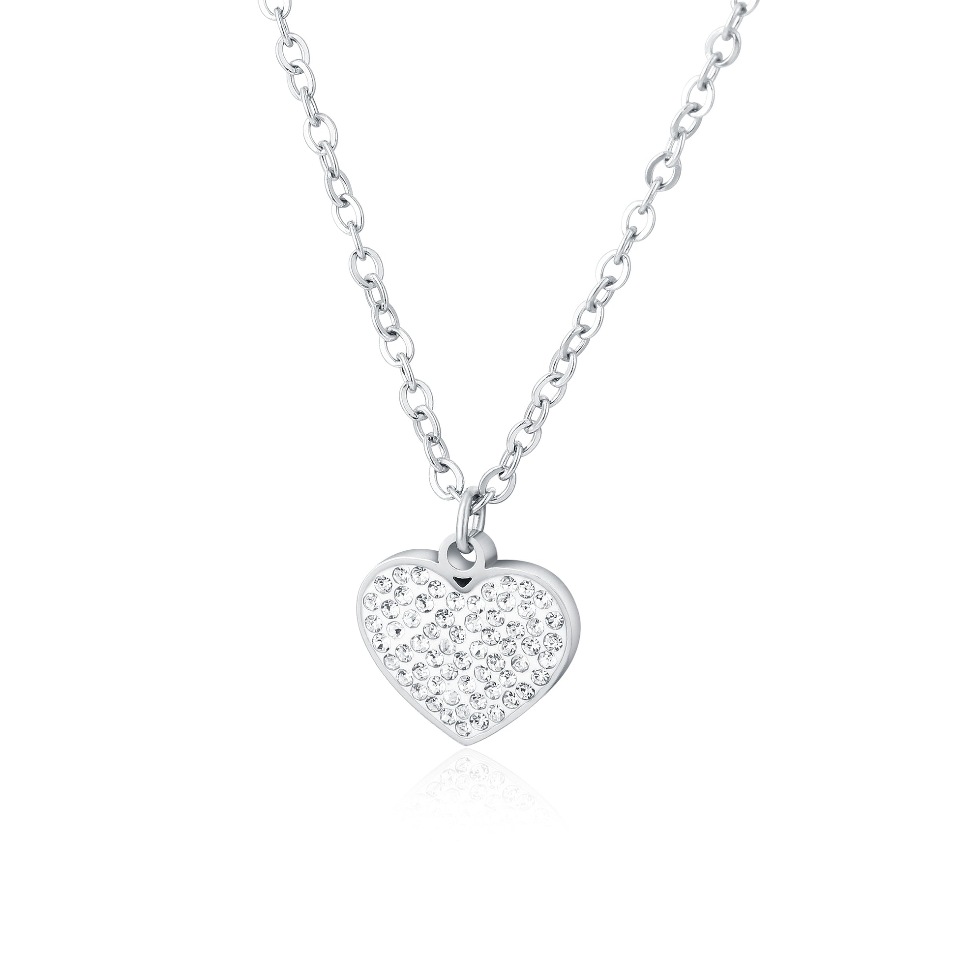 Collana Cuore Cristalli in acciaio inox Shine - Brand Gioielli