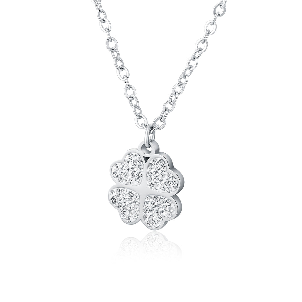 Collana Quadrifoglio Cristalli in acciaio inox Shine - Brand Gioielli