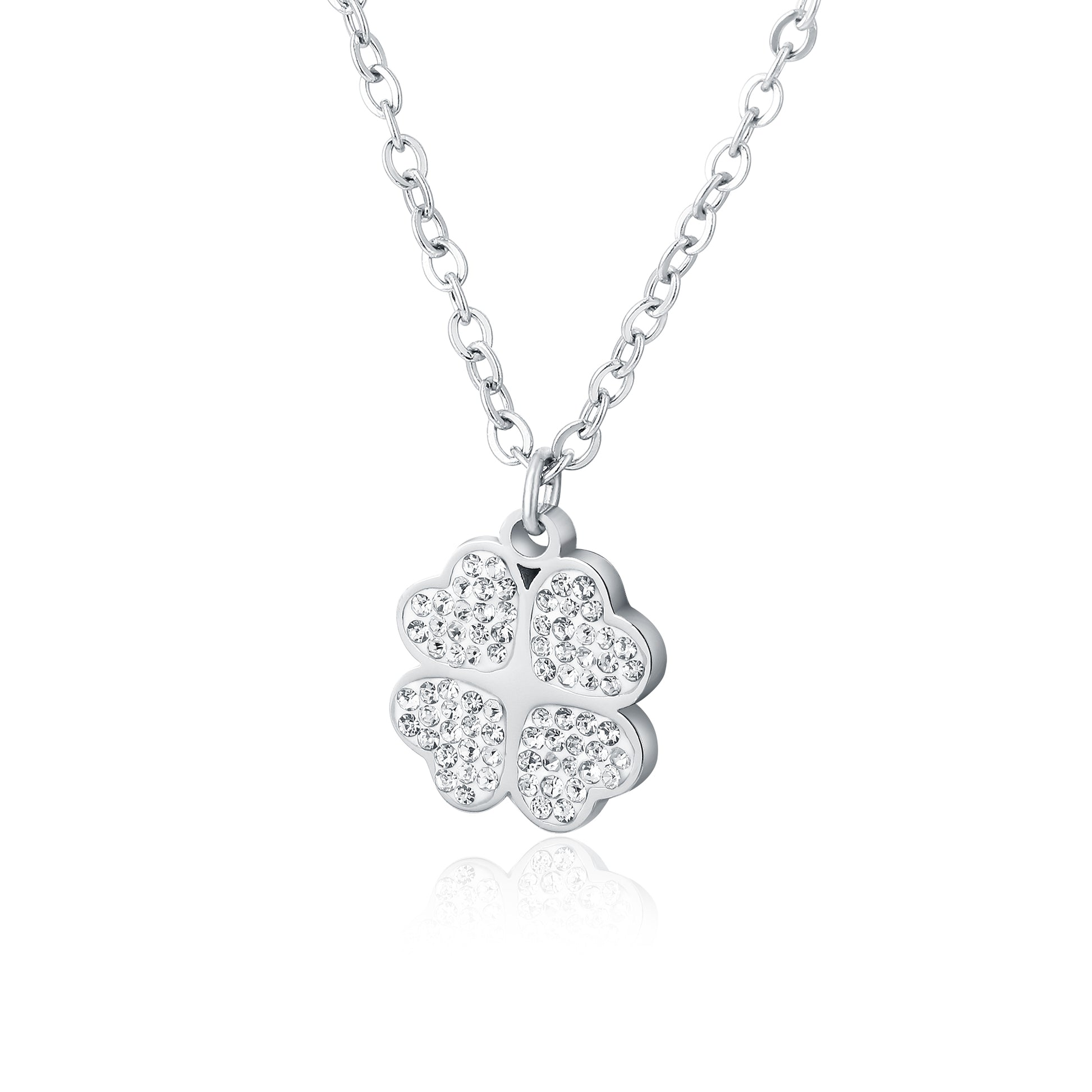 Collana Quadrifoglio Cristalli in acciaio inox Shine - Brand Gioielli