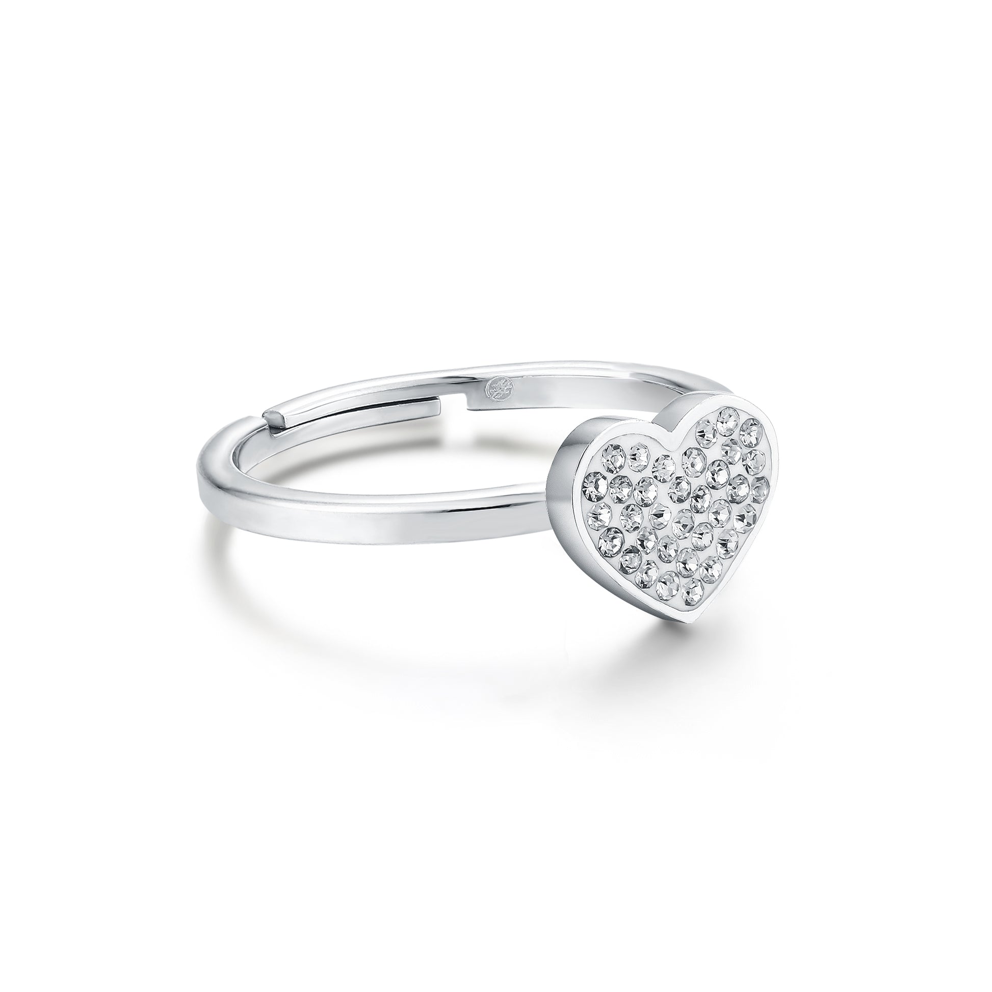 Anello Cuore Cristalli in acciaio inox Shine - Brand Gioielli