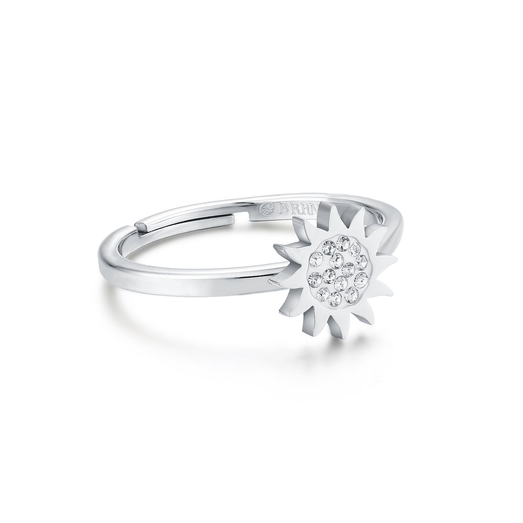 Anello Sole Cristalli in acciaio inox Shine - Brand Gioielli