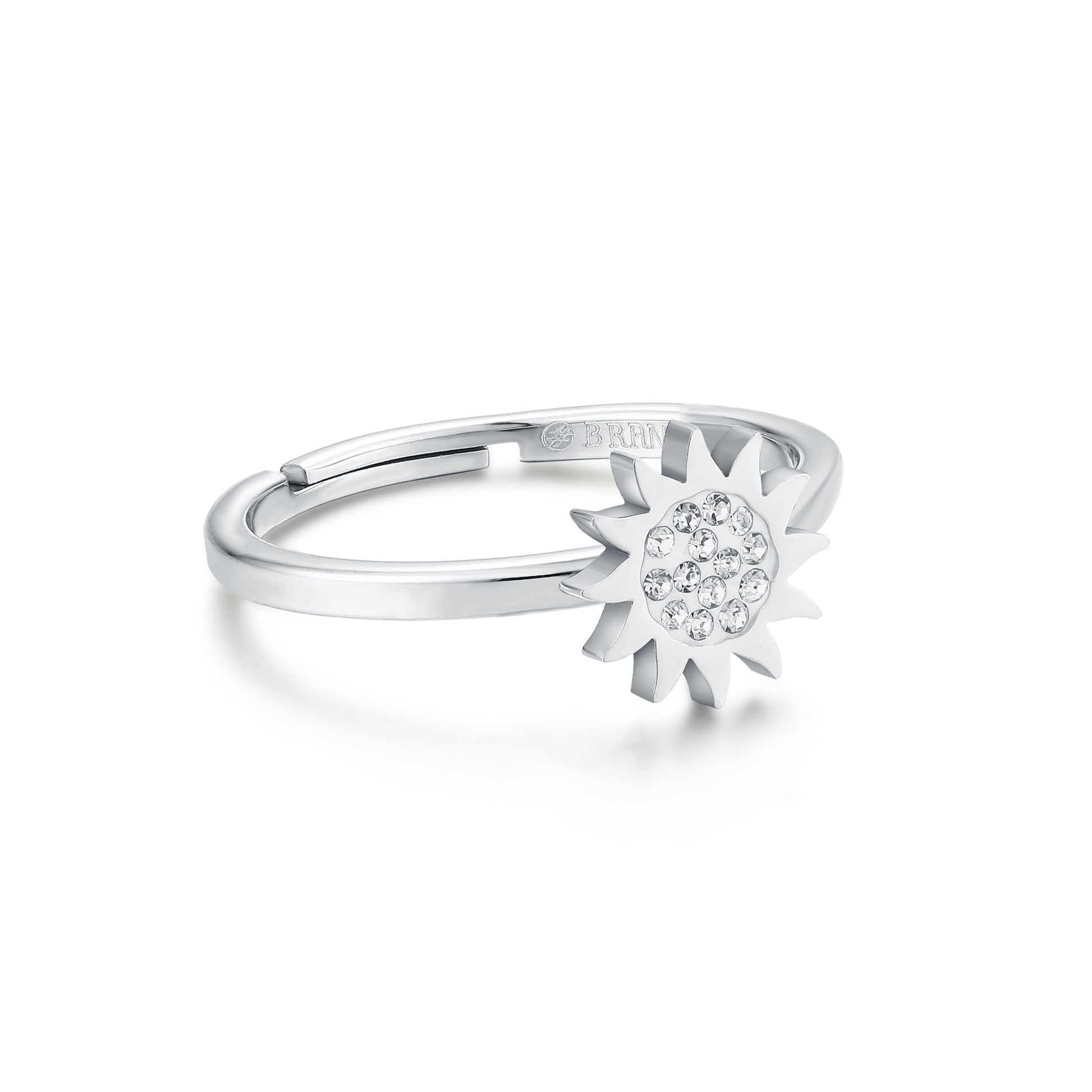 Anello Sole Cristalli in acciaio inox Shine - Brand Gioielli