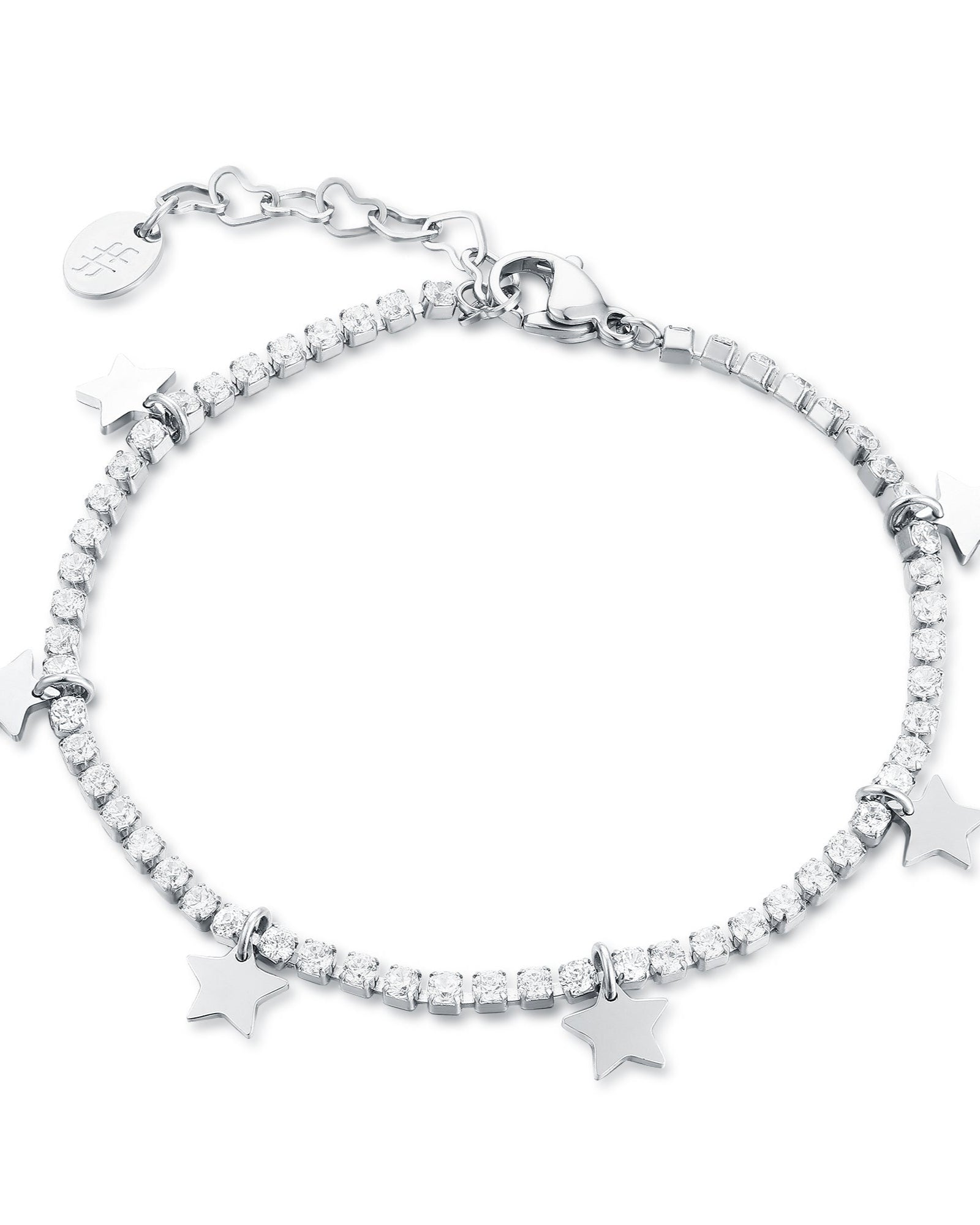 Bracciale tennis con stelle pendenti