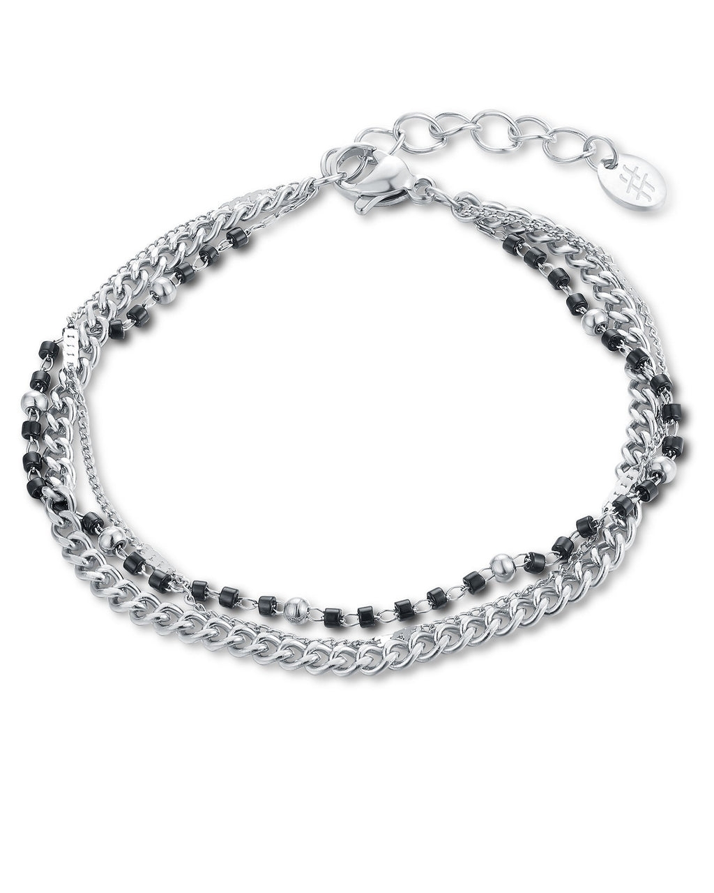 Bracciale triplo filo perline nere