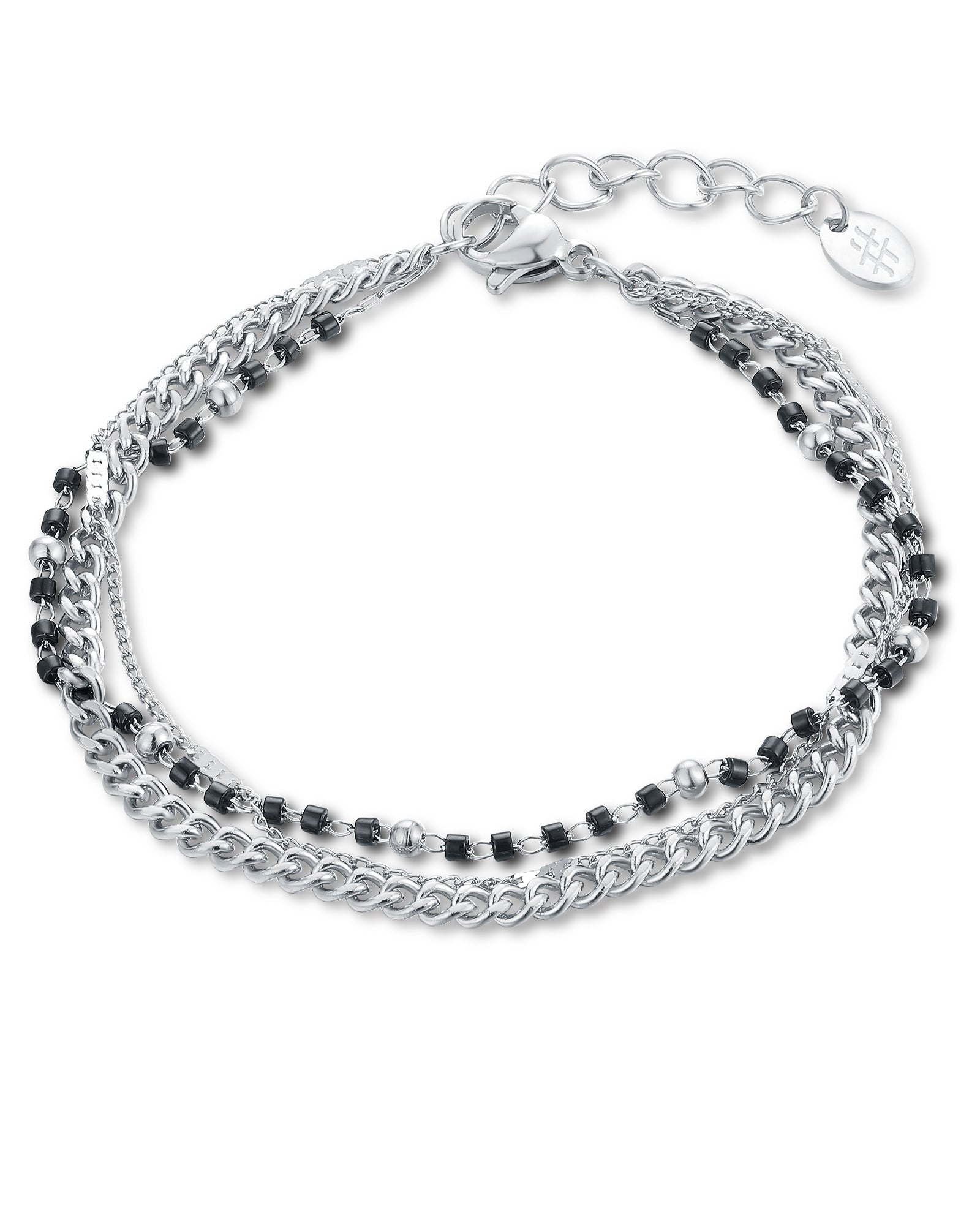 Bracciale triplo filo perline nere