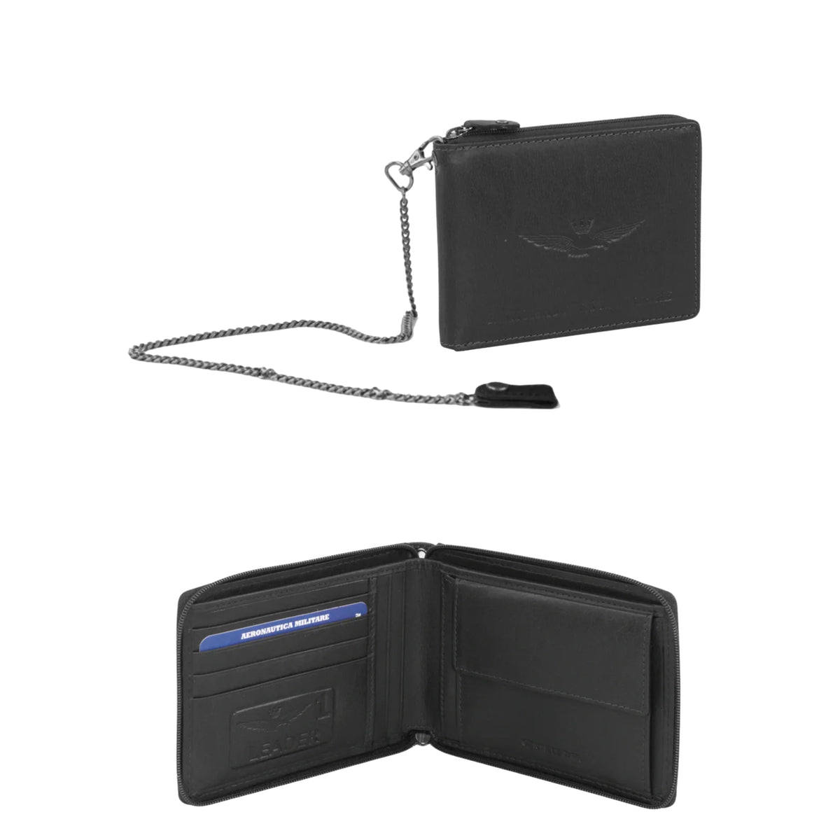 Portafoglio in Vera Pelle con catena Eagle- Aeronautica Militare
