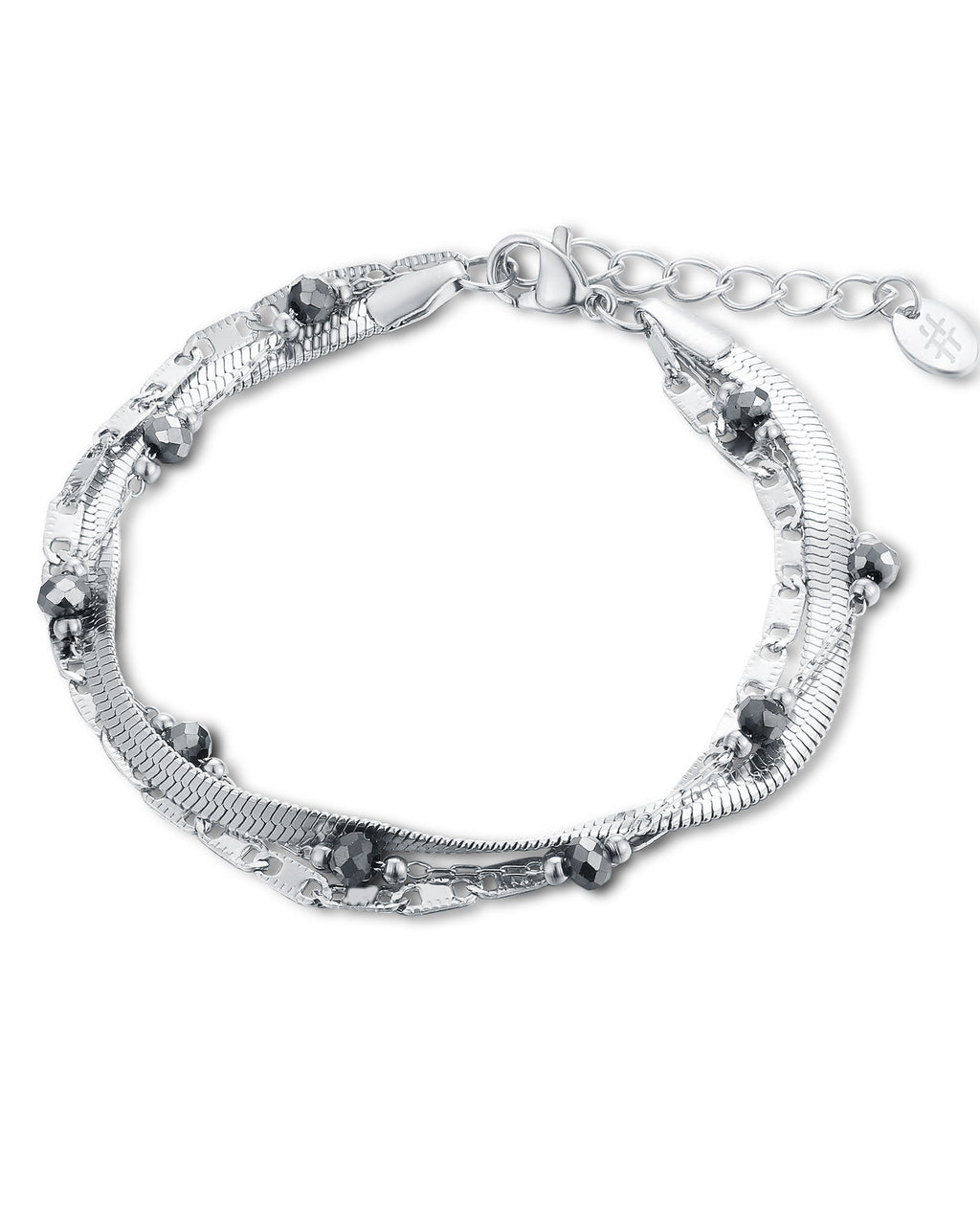 Bracciale triplo filo con cristalli neri