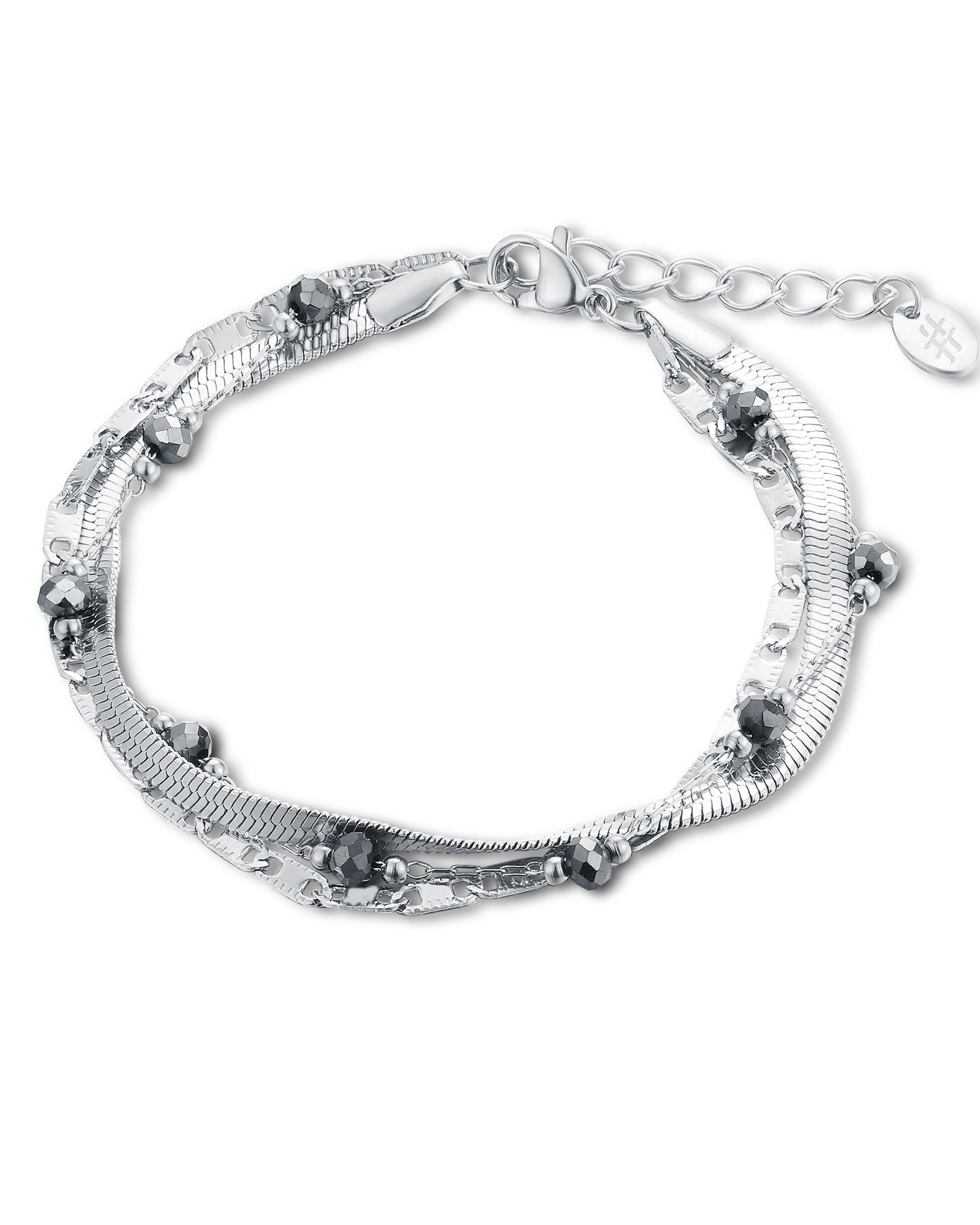 Bracciale triplo filo con cristalli neri
