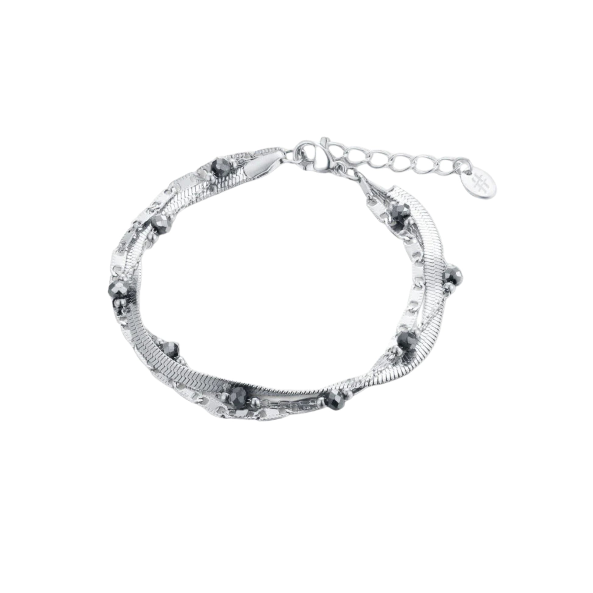 Bracciale Triplo Filo con cristalli neri Layers - Brand Gioielli