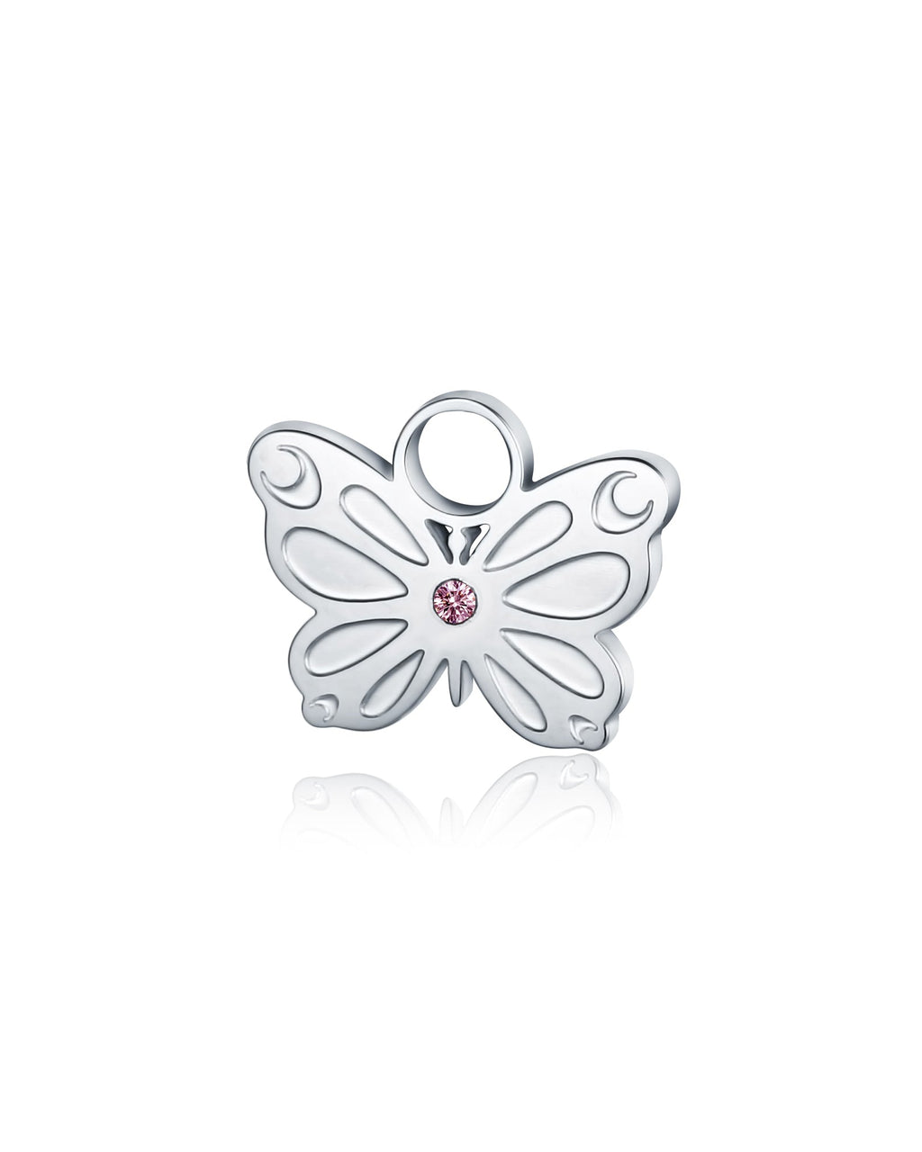 Mini Charm Farfalla con cristallo rosa