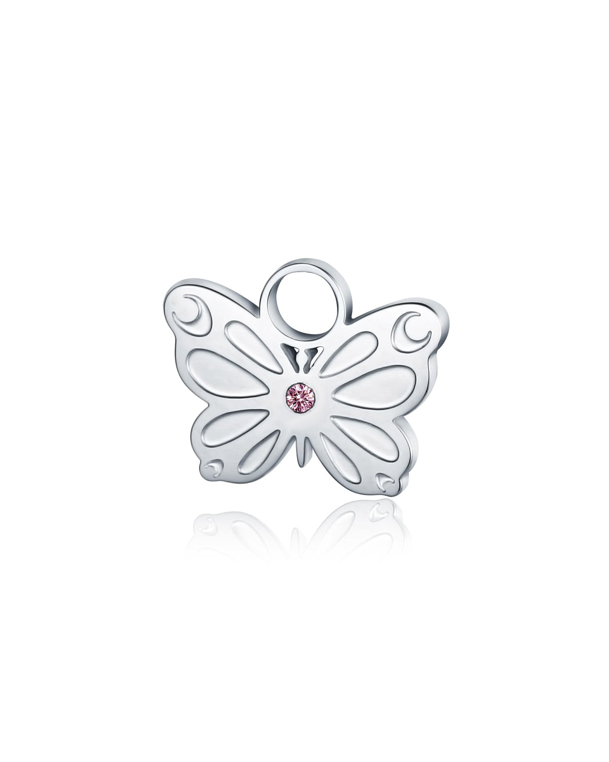 Mini Charm Farfalla con cristallo rosa