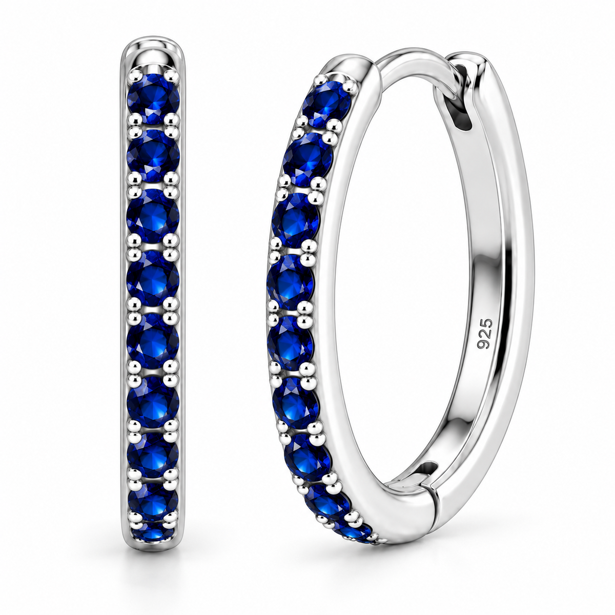 Orecchini a Cerchio Blu in argento 925 in 4 misure