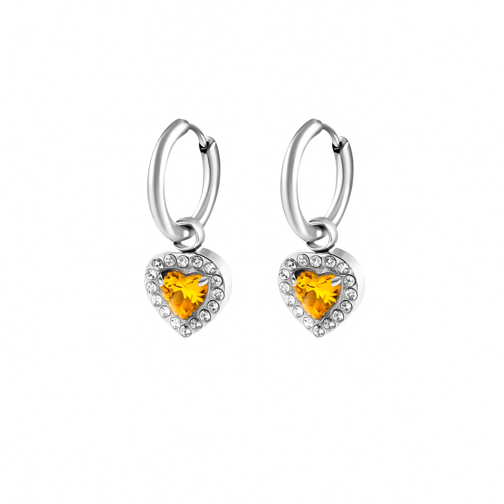 Orecchini a Cerchio con Cuore in Acciaio Inox - Les Folies