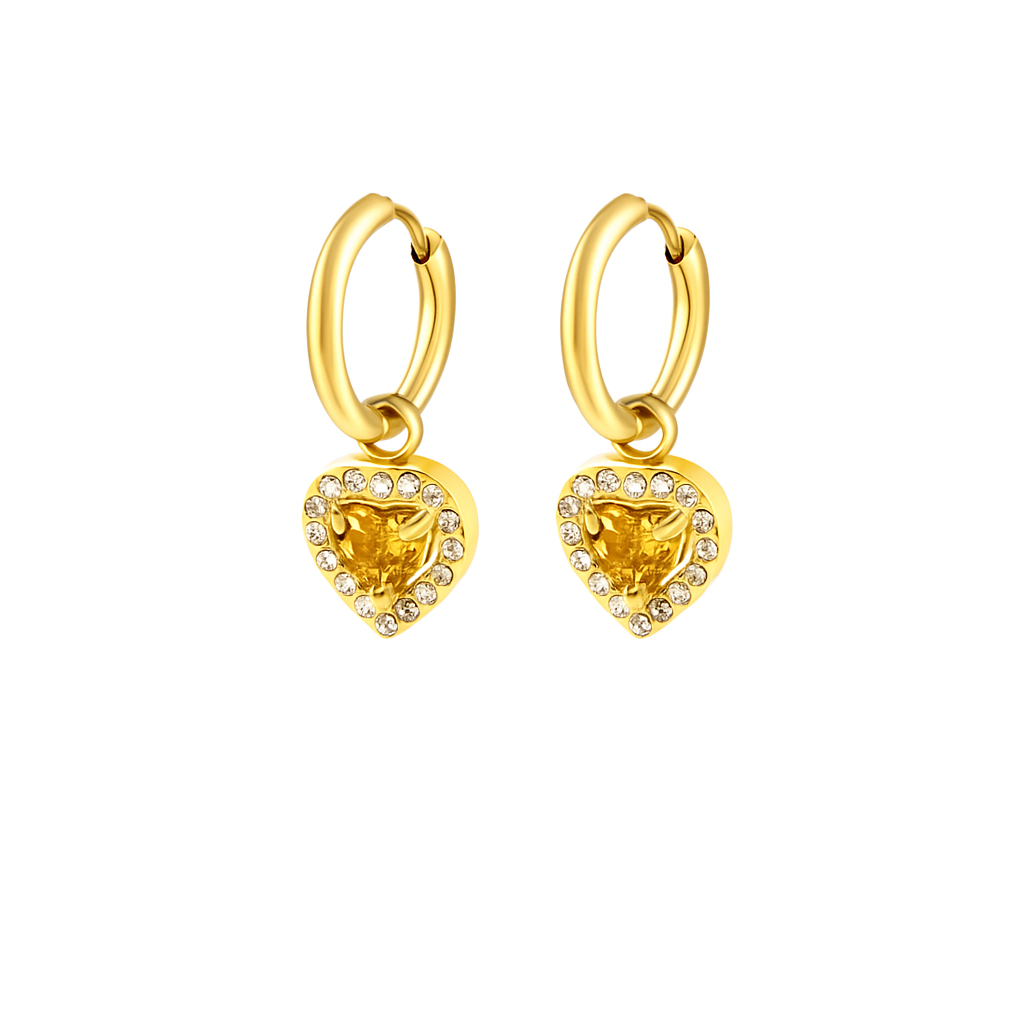 Orecchini a Cerchio con Cuore in Acciaio Inox - Les Folies