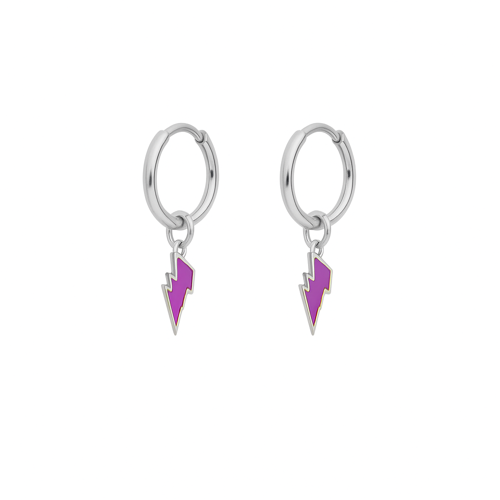 Orecchini a Cerchio con Fulmine in Argento 925 - Les Folies