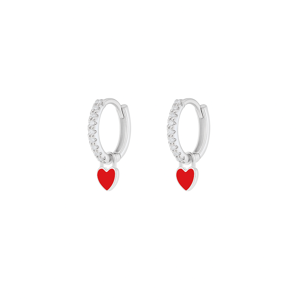 Orecchini a Cerchio con Cuore estraibile in Argento 925 - Les Folies
