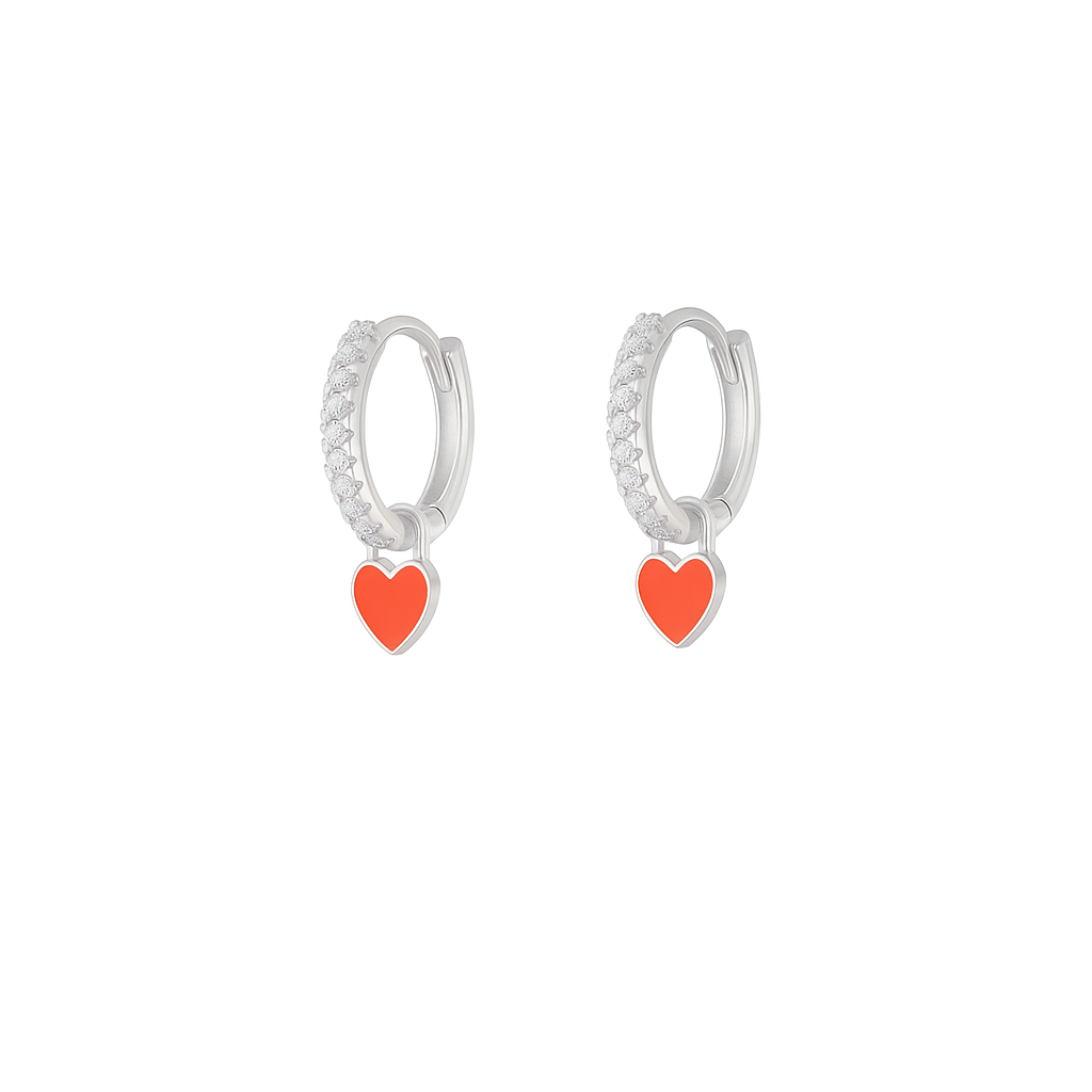 Orecchini a Cerchio con Cuore estraibile in Argento 925 - Les Folies