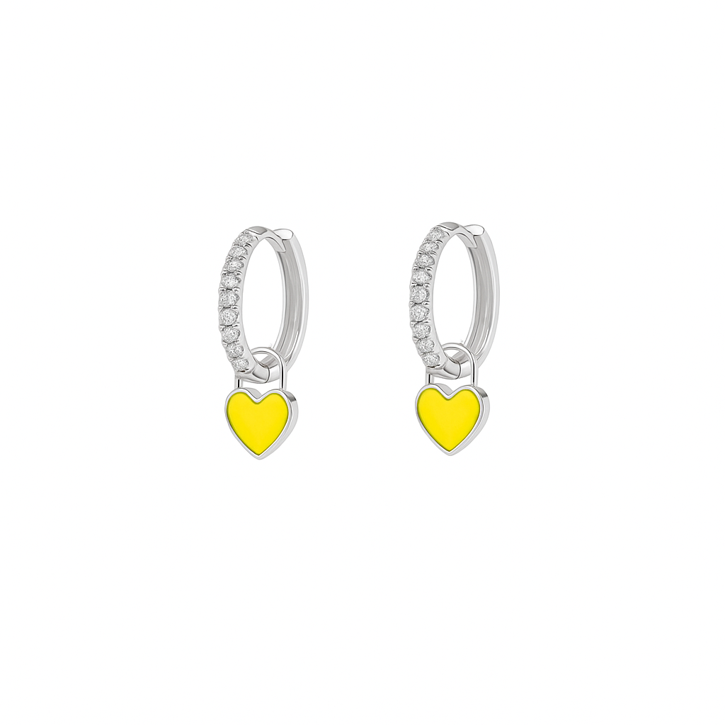 Orecchini a Cerchio con Cuore estraibile in Argento 925 - Les Folies