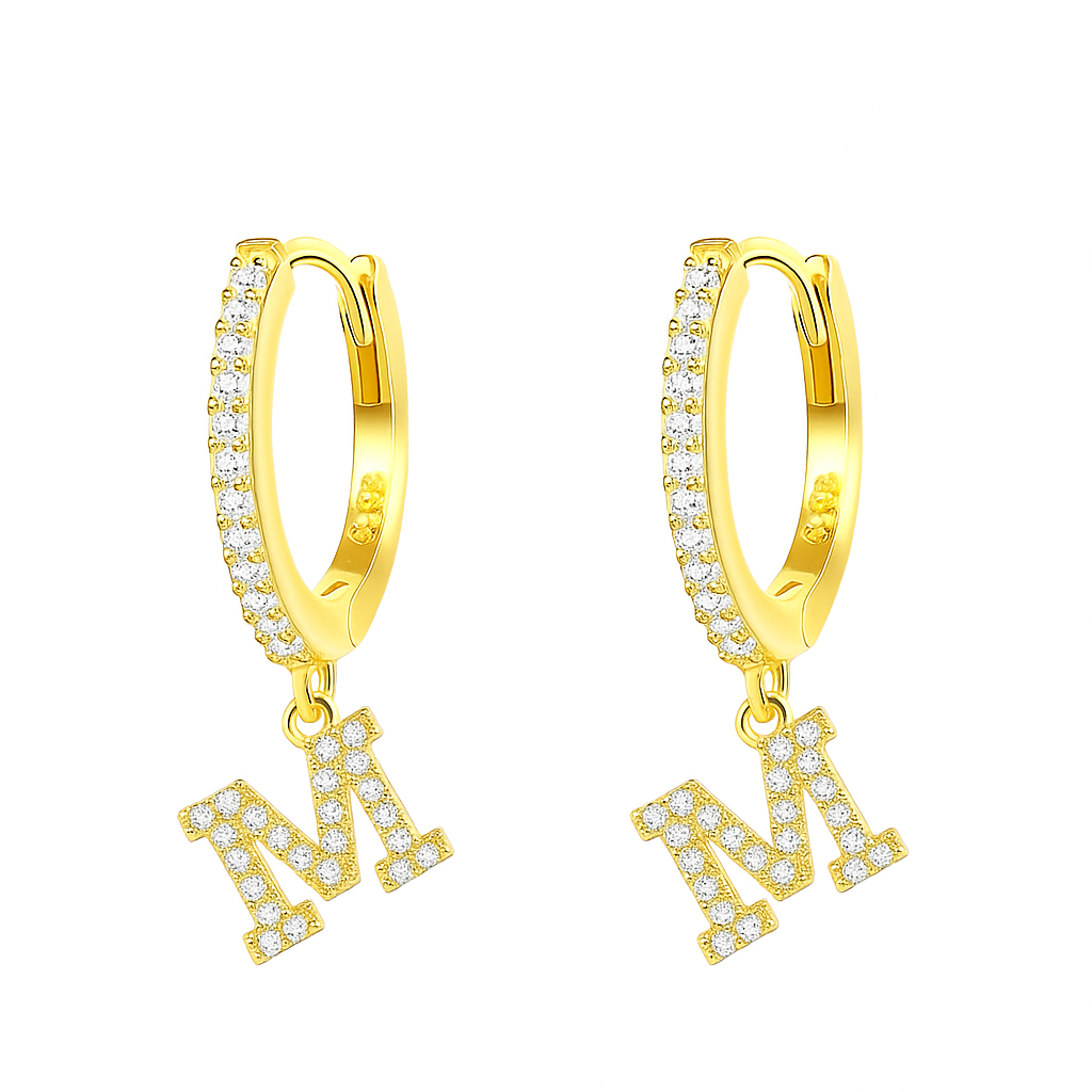 Orecchini a Cerchio con Lettera in Argento 925 - Les Folies