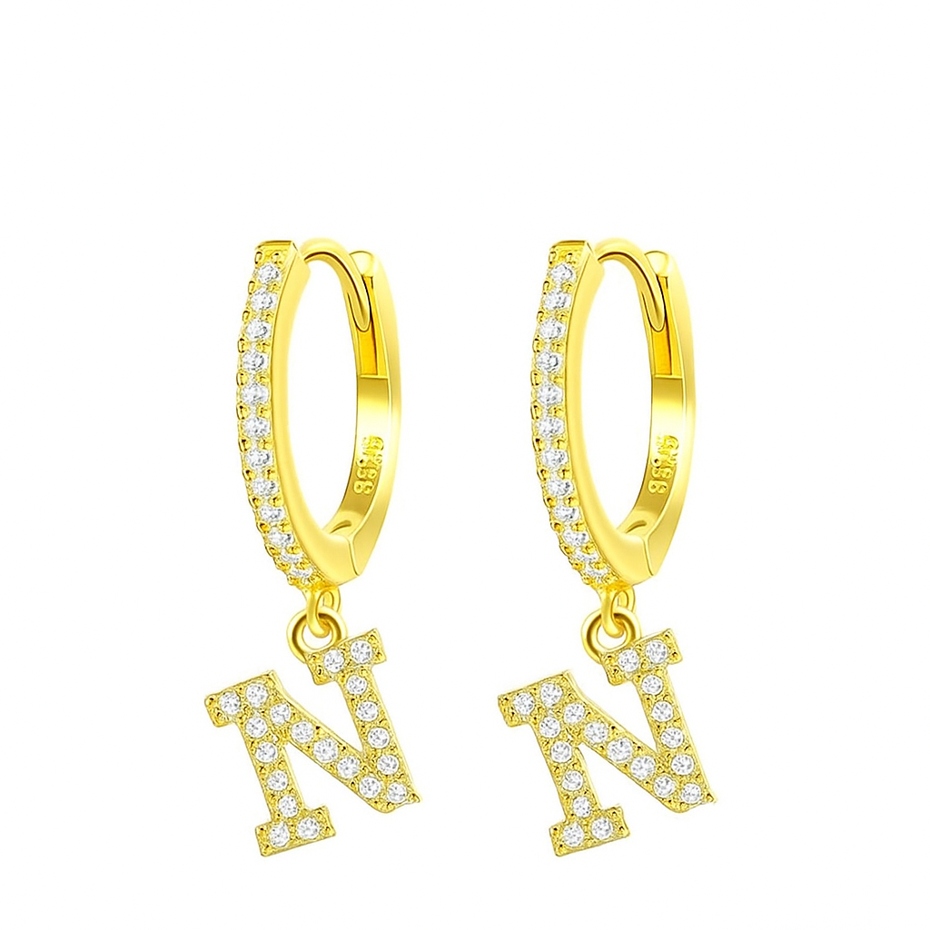 Orecchini a Cerchio con Lettera in Argento 925 - Les Folies