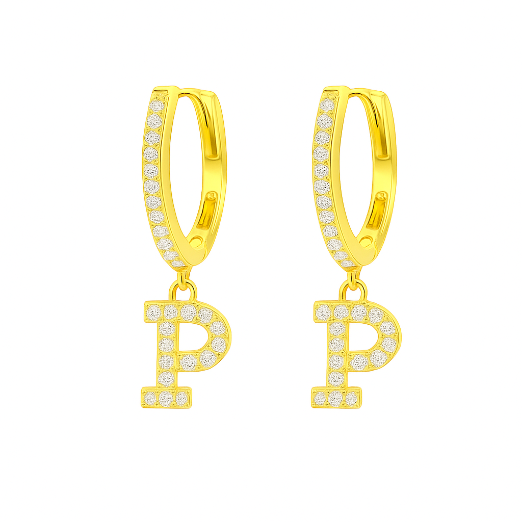 Orecchini a Cerchio con Lettera in Argento 925 - Les Folies