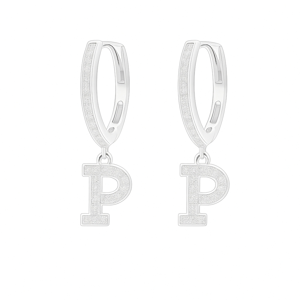 Orecchini a Cerchio con Lettera in Argento 925 - Les Folies