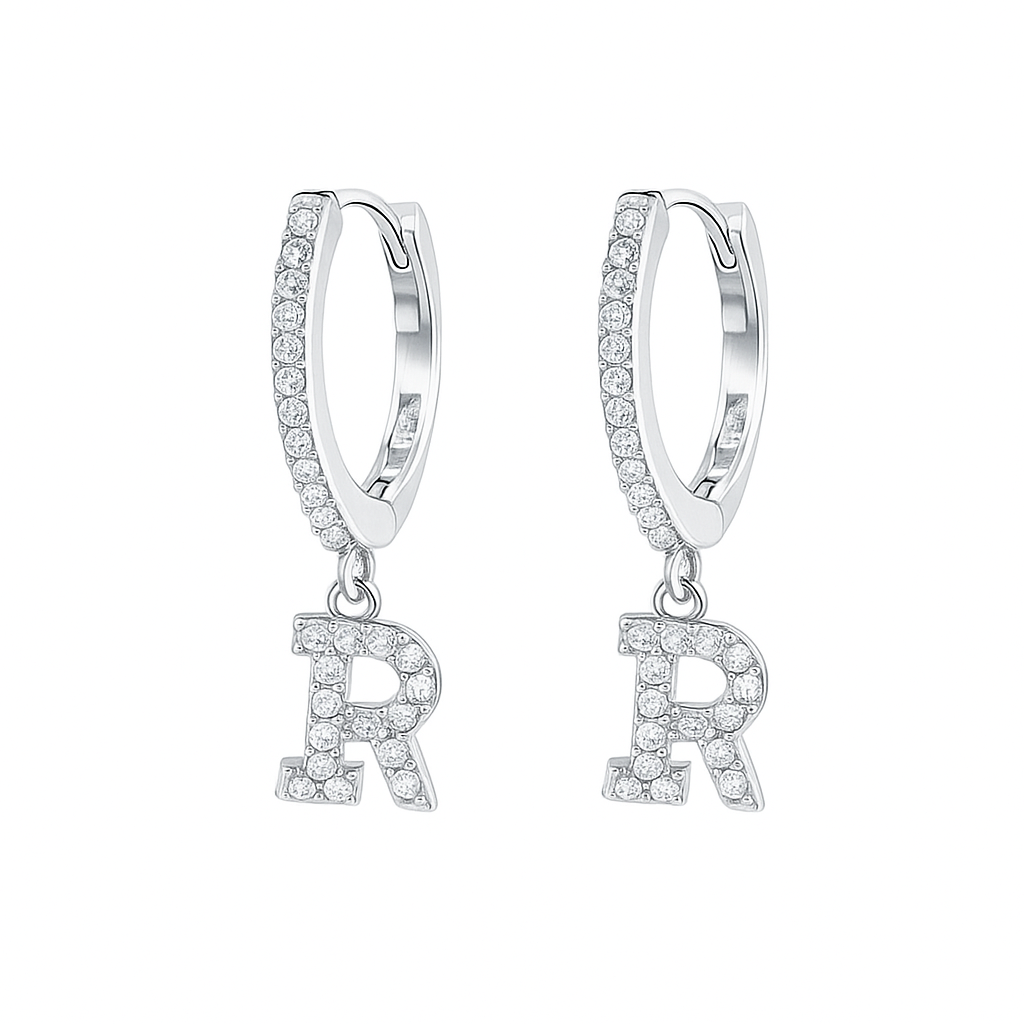 Orecchini a Cerchio con Lettera in Argento 925 - Les Folies
