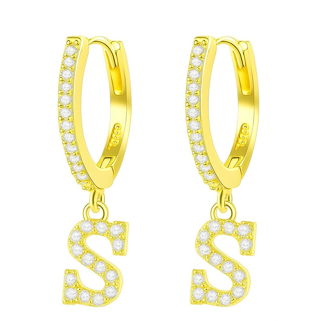 Orecchini a Cerchio con Lettera in Argento 925 - Les Folies