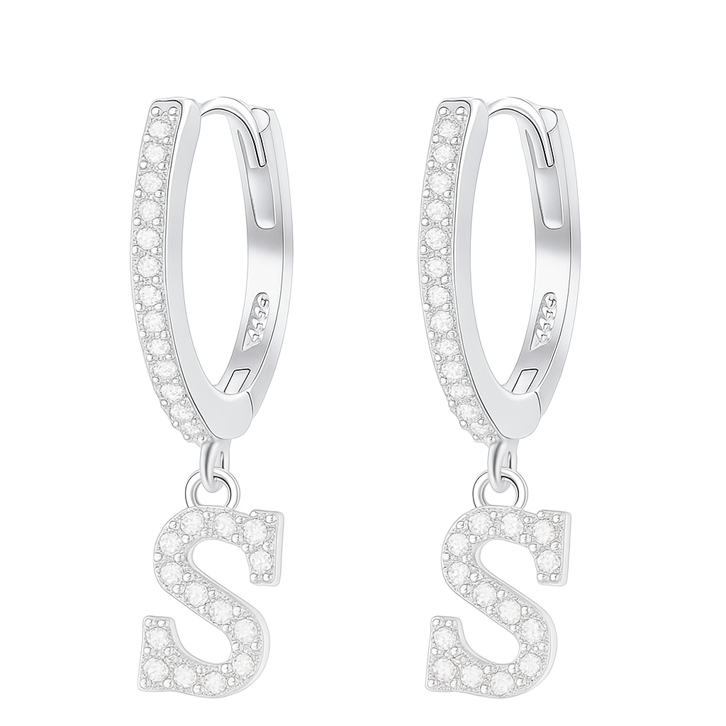 Orecchini a Cerchio con Lettera in Argento 925 - Les Folies
