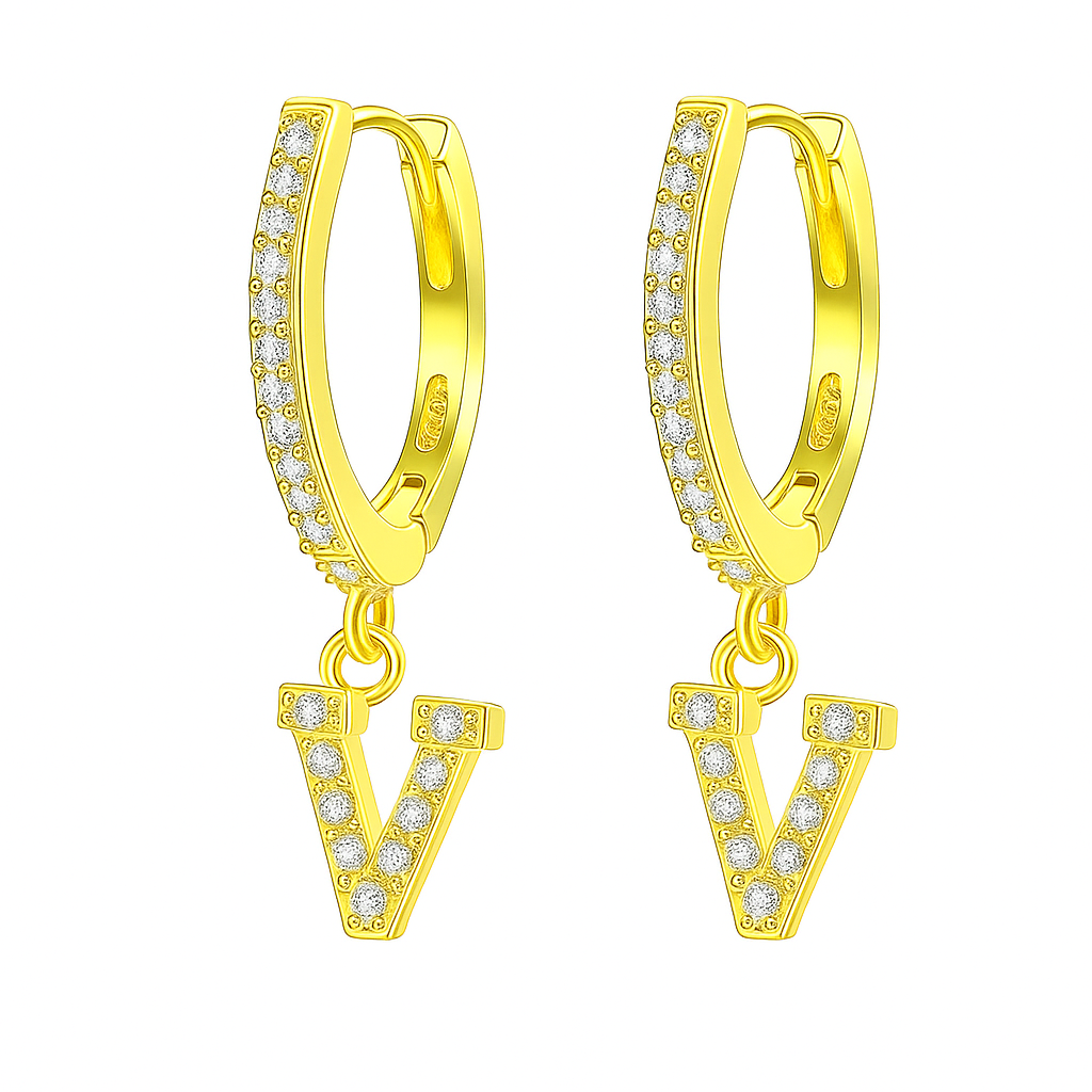 Orecchini a Cerchio con Lettera in Argento 925 - Les Folies