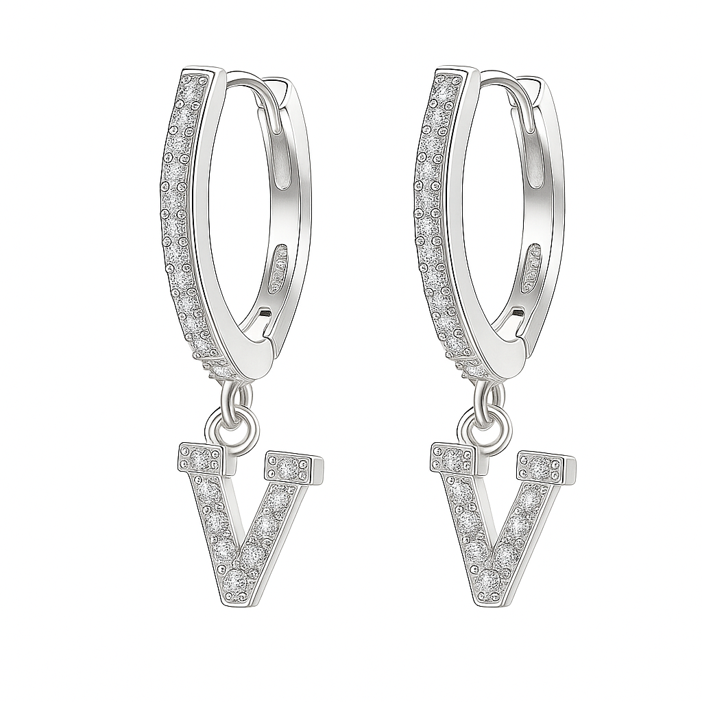 Orecchini a Cerchio con Lettera in Argento 925 - Les Folies