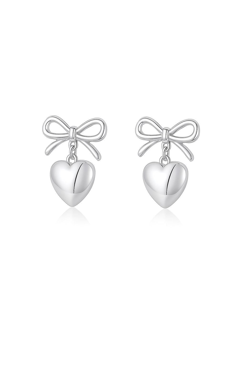 Orecchini Cuore Fiocco in Acciaio Inox - Les Folies