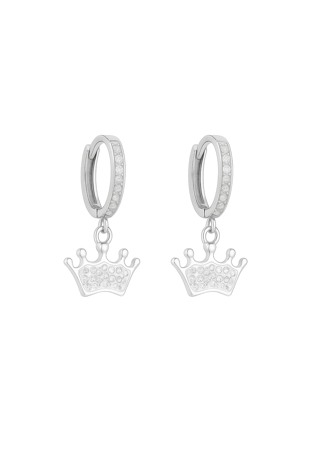 Orecchini a Cerchio con Corona in Acciaio Inox - Les Folies