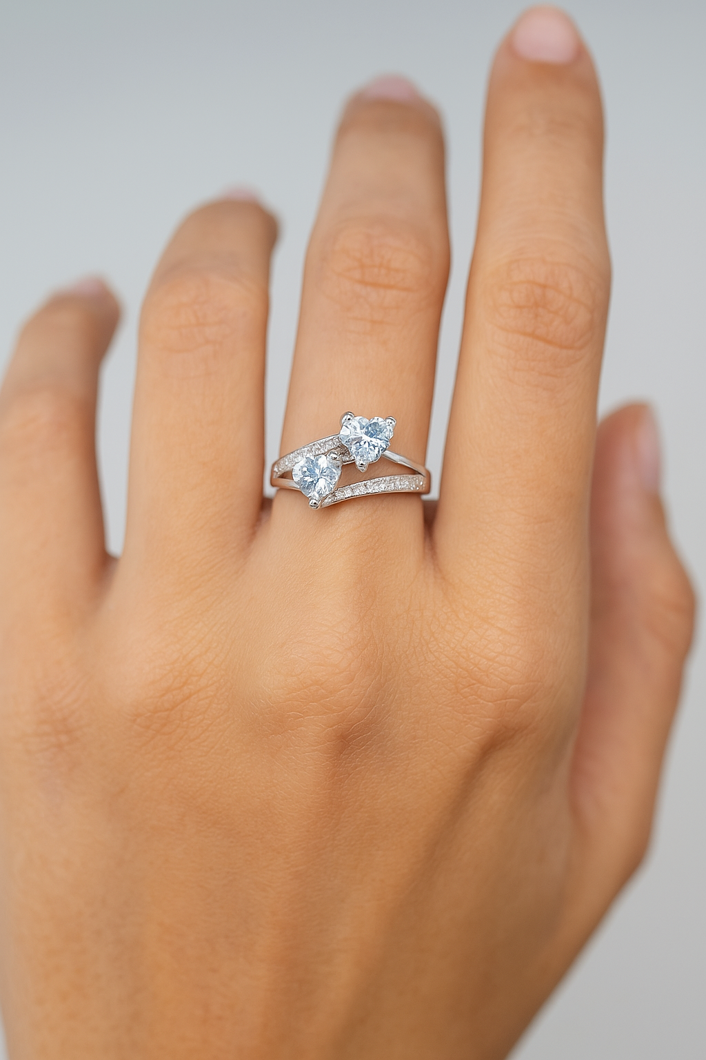 Anello Doppio Cuore in Argento 925 - Les folies