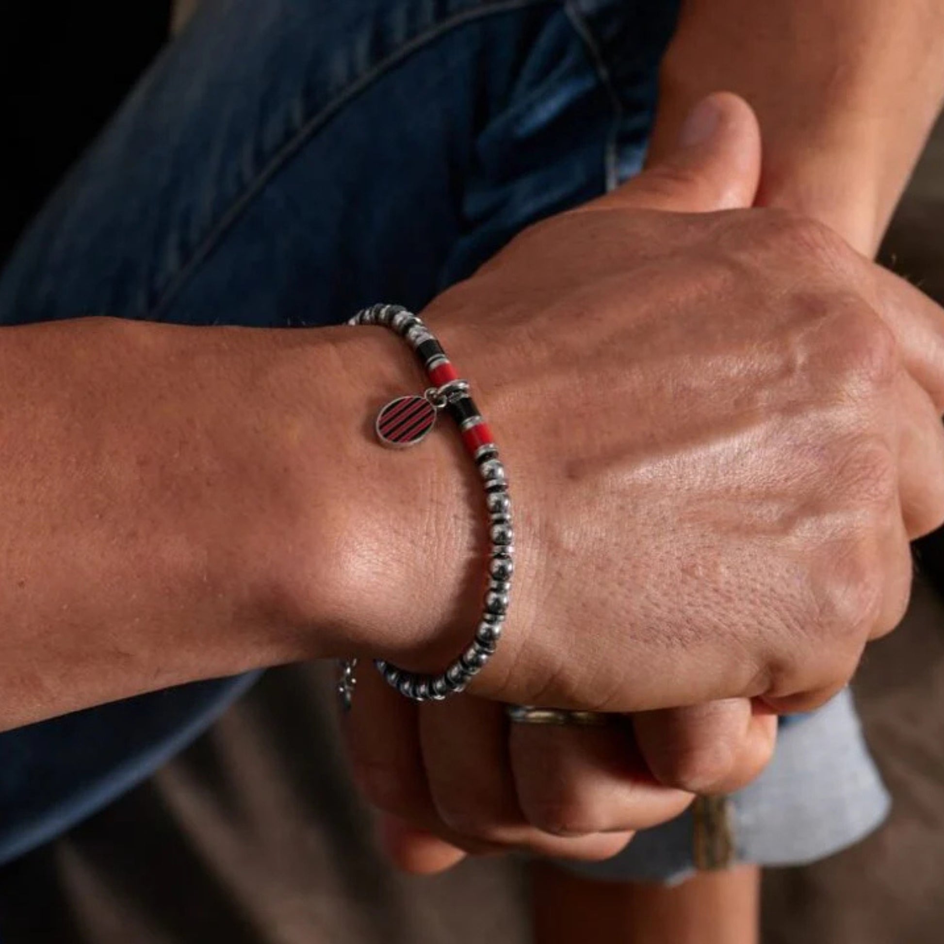 Bracciale Rosso Nero Misura Uomo - Brand Gioielli