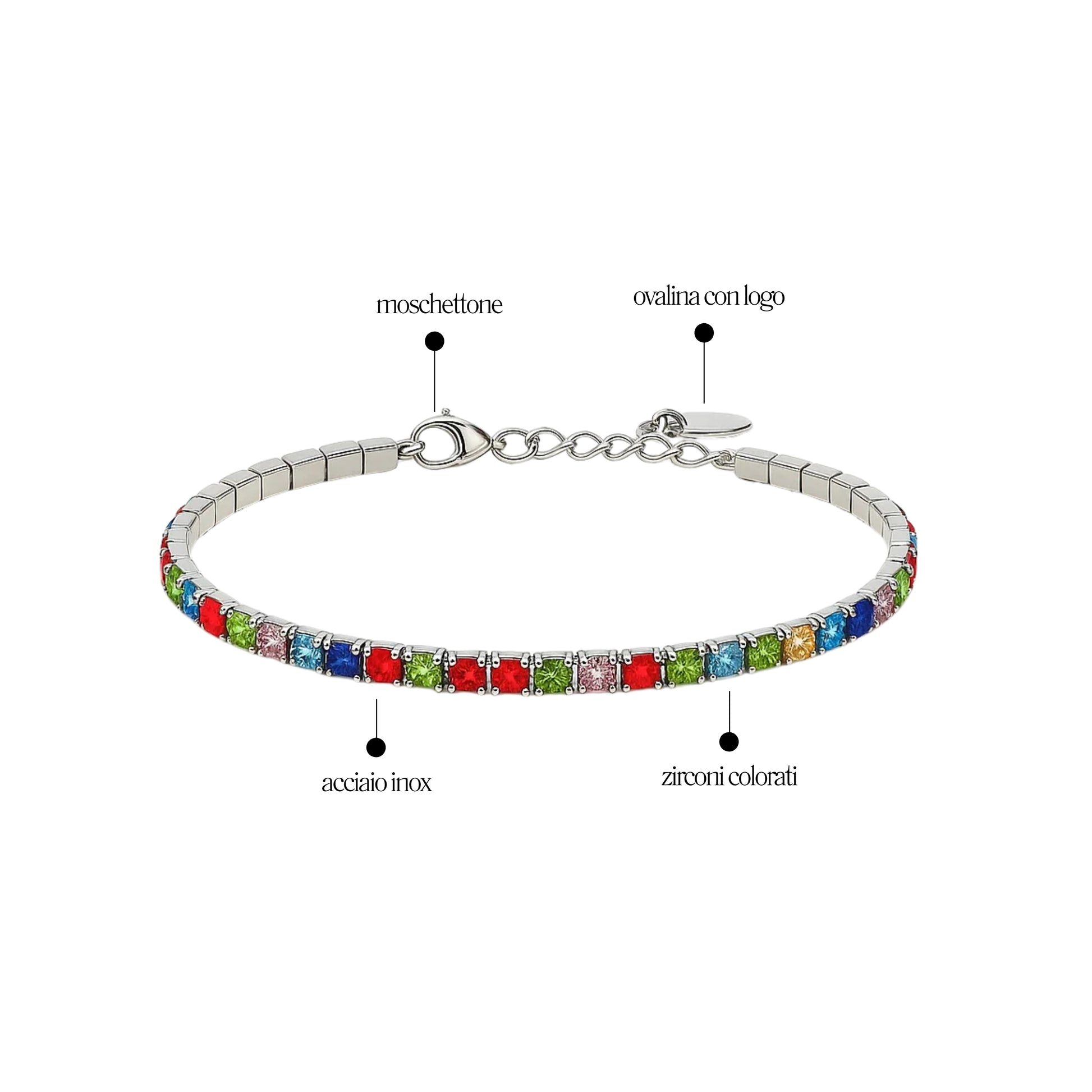 Bracciale Tennis 3mm chiusura a moschetto - Les Folies
