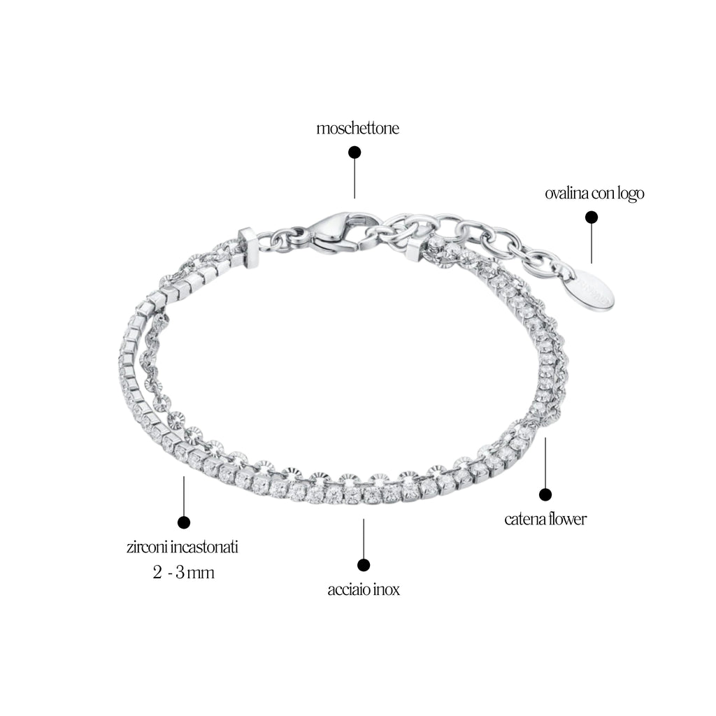 Bracciale Tennis con Catena flower - Brand Gioielli