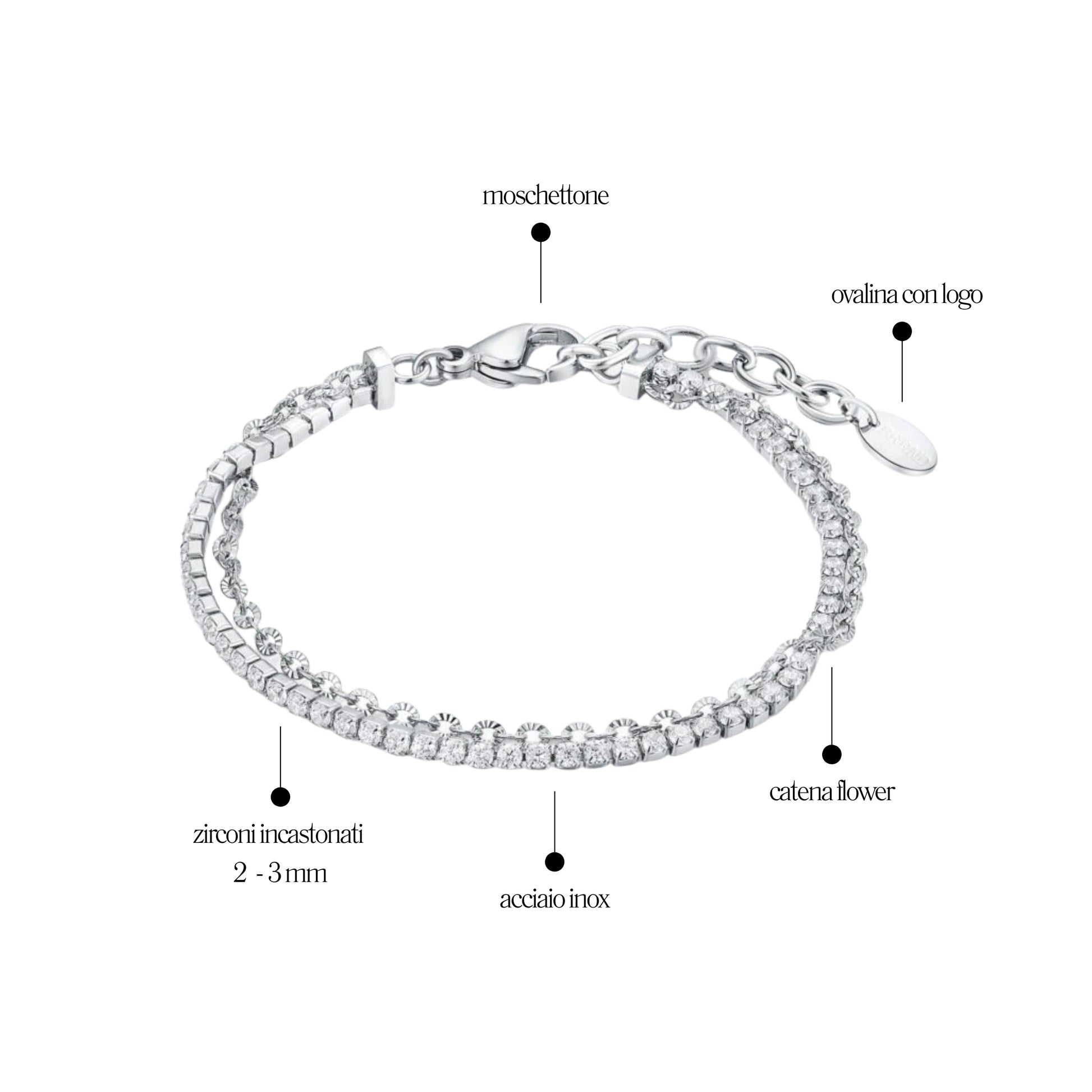 Bracciale Tennis con Catena flower - Brand Gioielli