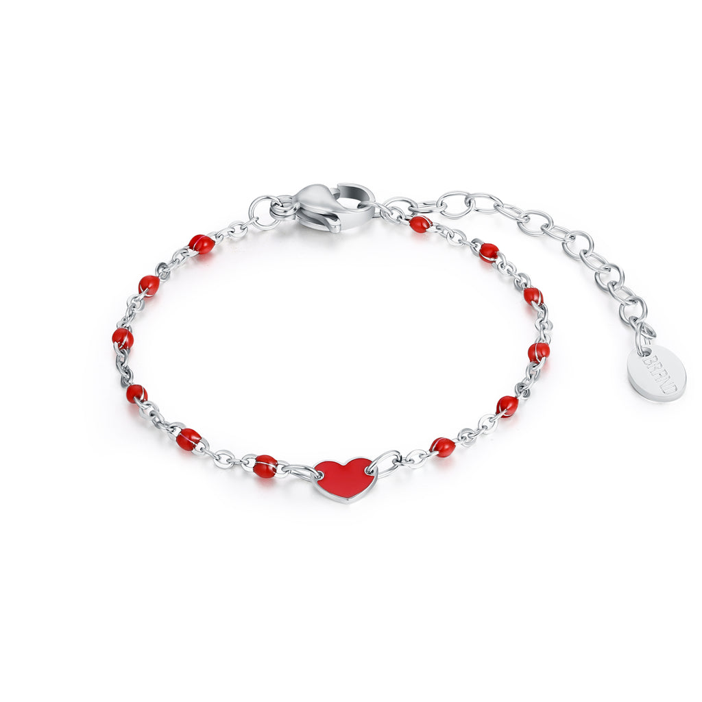 Bracciale Bimba Rosso Cuore Rosso in acciaio inox Imagine - Brand Gioielli