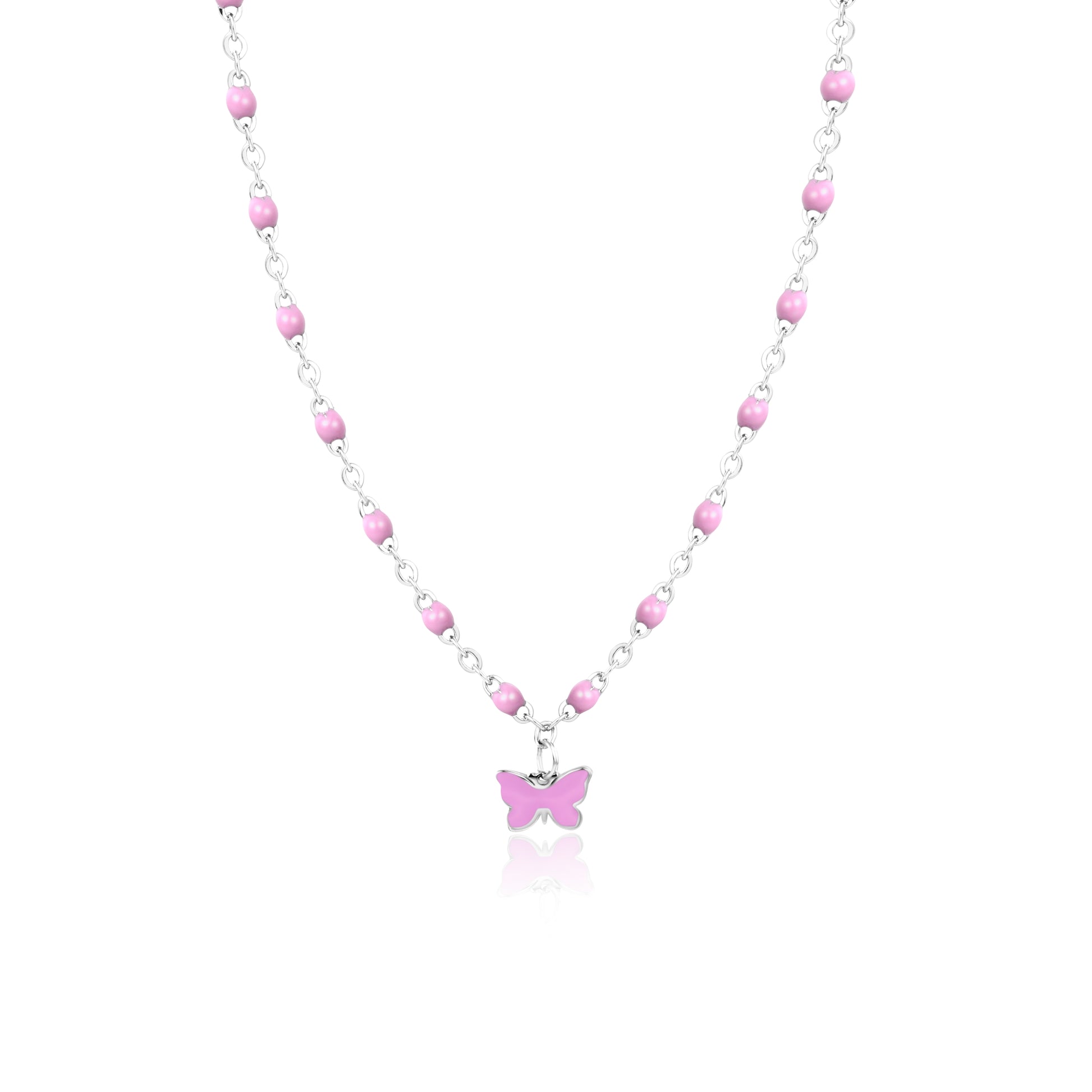 Collana Bimba Viola Farfalla Viola in acciaio inox Imagine - Brand Gioielli