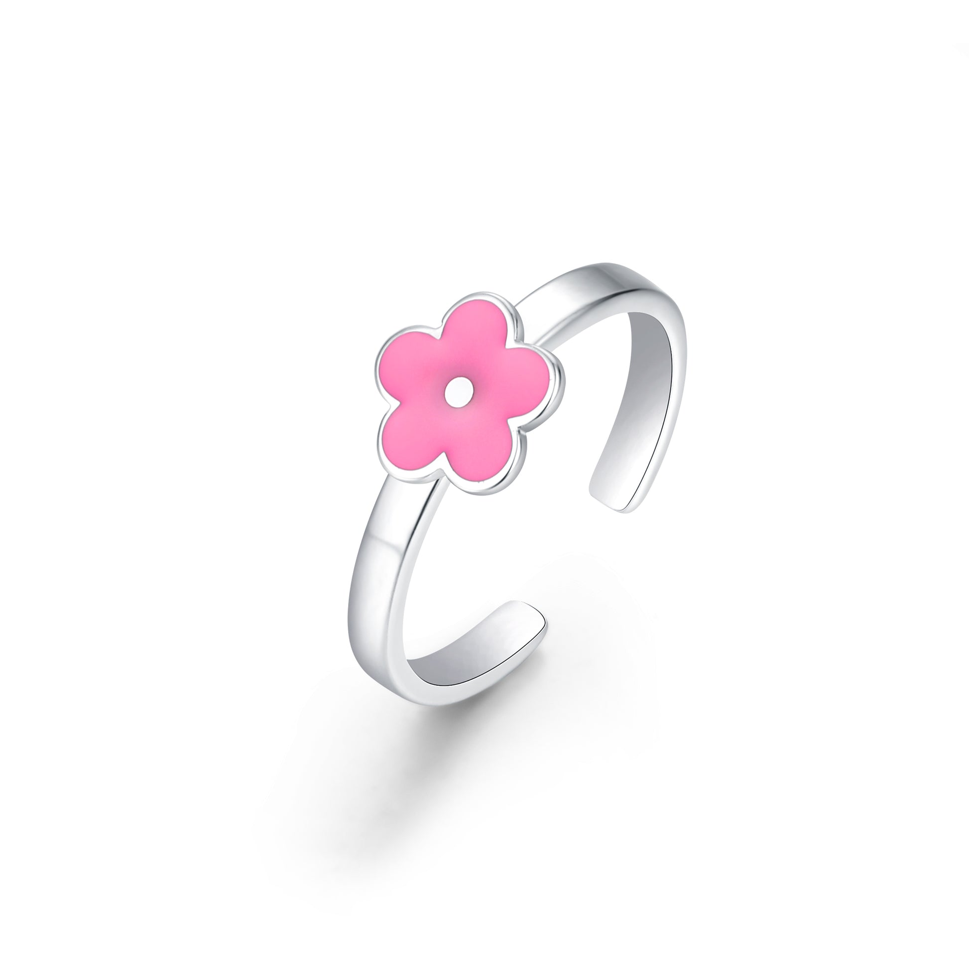 Anello Bimba Fiore Rosa Regolabile in acciaio inox - Brand Gioielli
