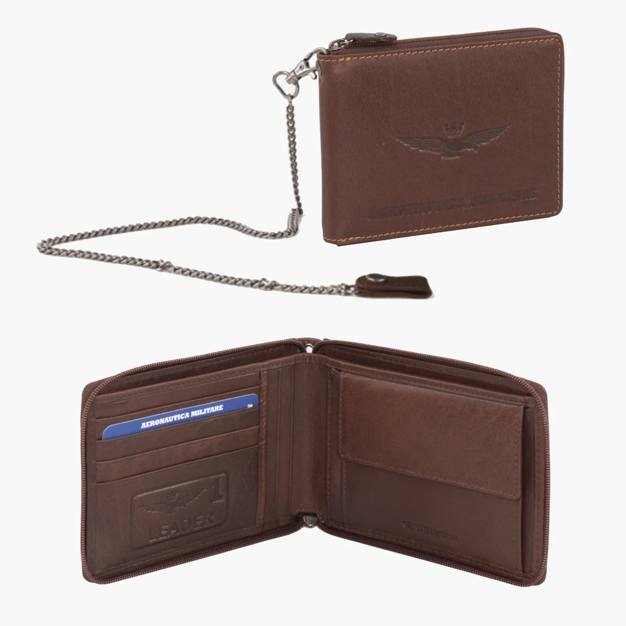 Portafoglio in Vera Pelle con catena Eagle- Aeronautica Militare