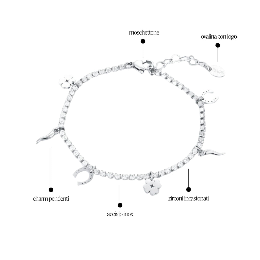 Bracciale Tennis con Simboli Fortuna - Brand Gioielli