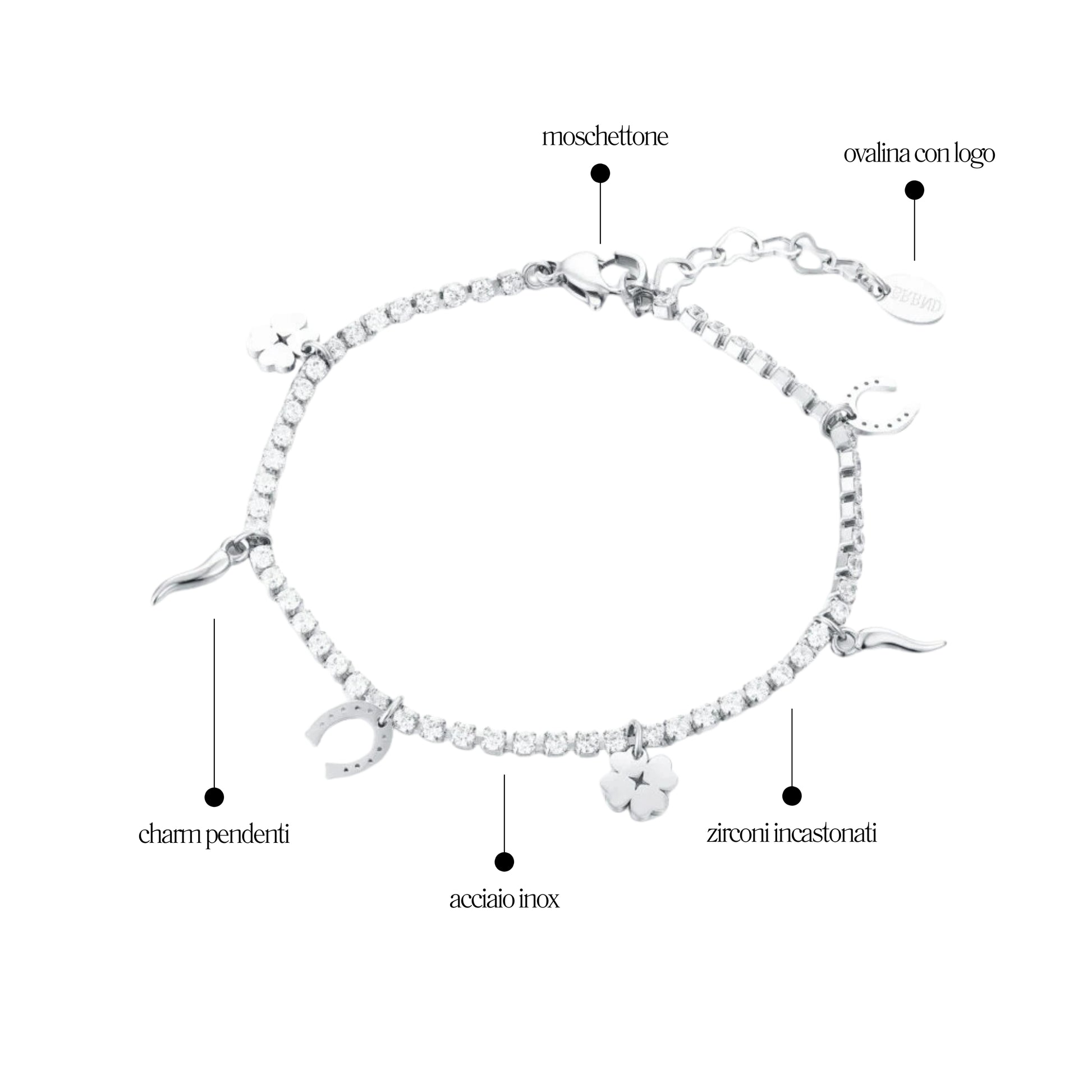 Bracciale Tennis con Simboli Fortuna - Brand Gioielli