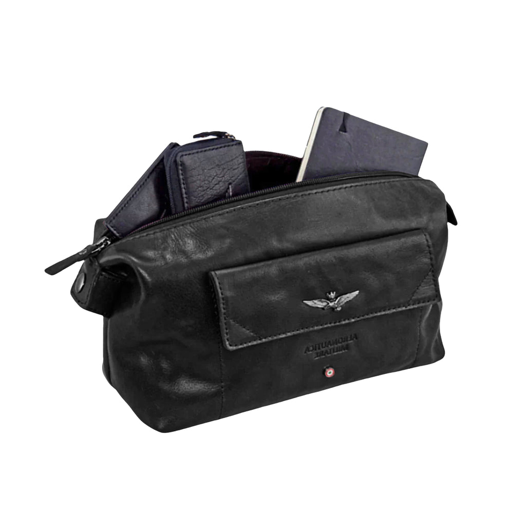 Pochette Necessaire Aeronautica Militare AM300 Vintage in Vera pelle